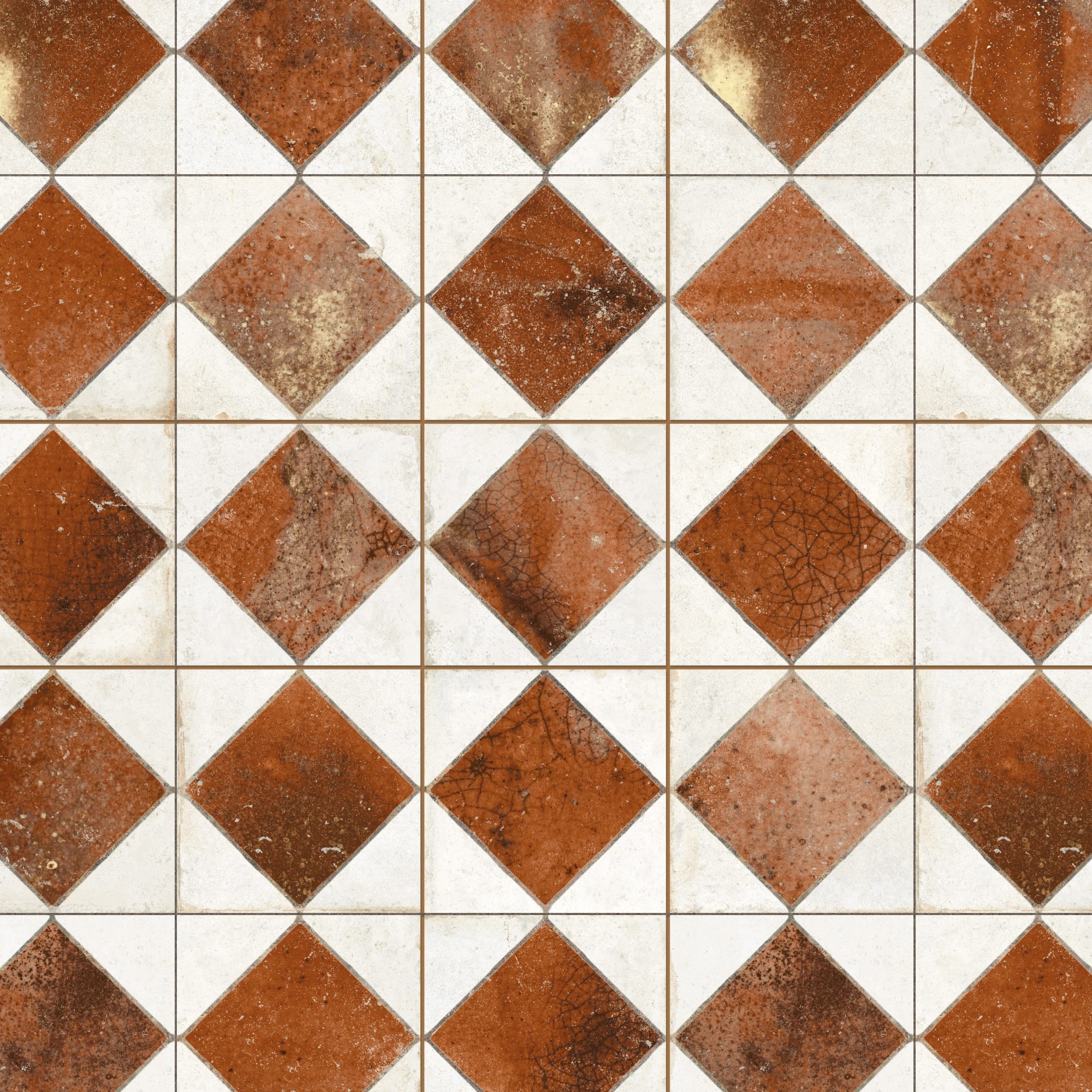 Carrelage Vintage Terracotta Damier 33x33x0,95 cm Solmira - Sol et mur intérieur