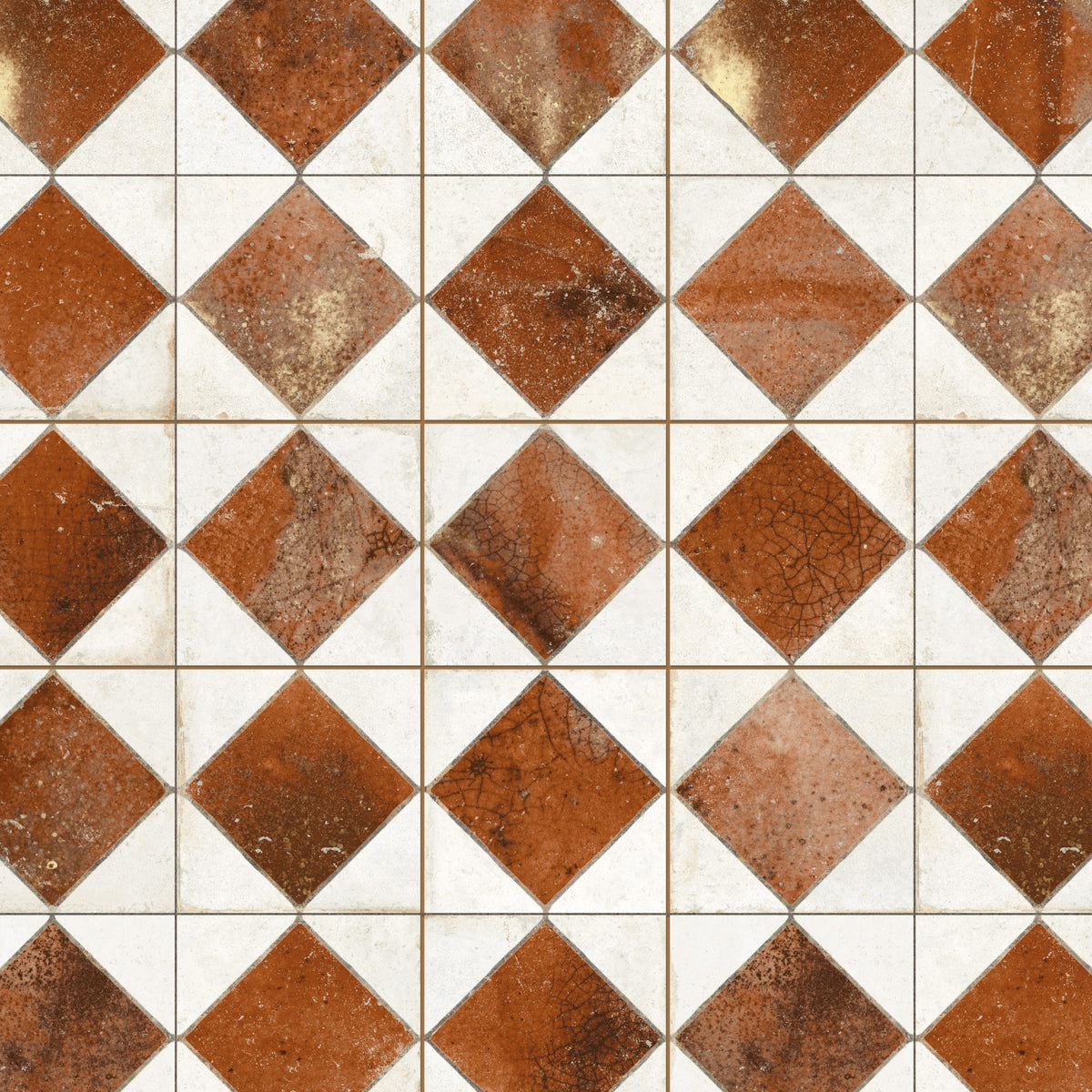 Carrelage Vintage Terracotta Damier 33x33x0,95 cm Solmira - Sol et mur intérieur