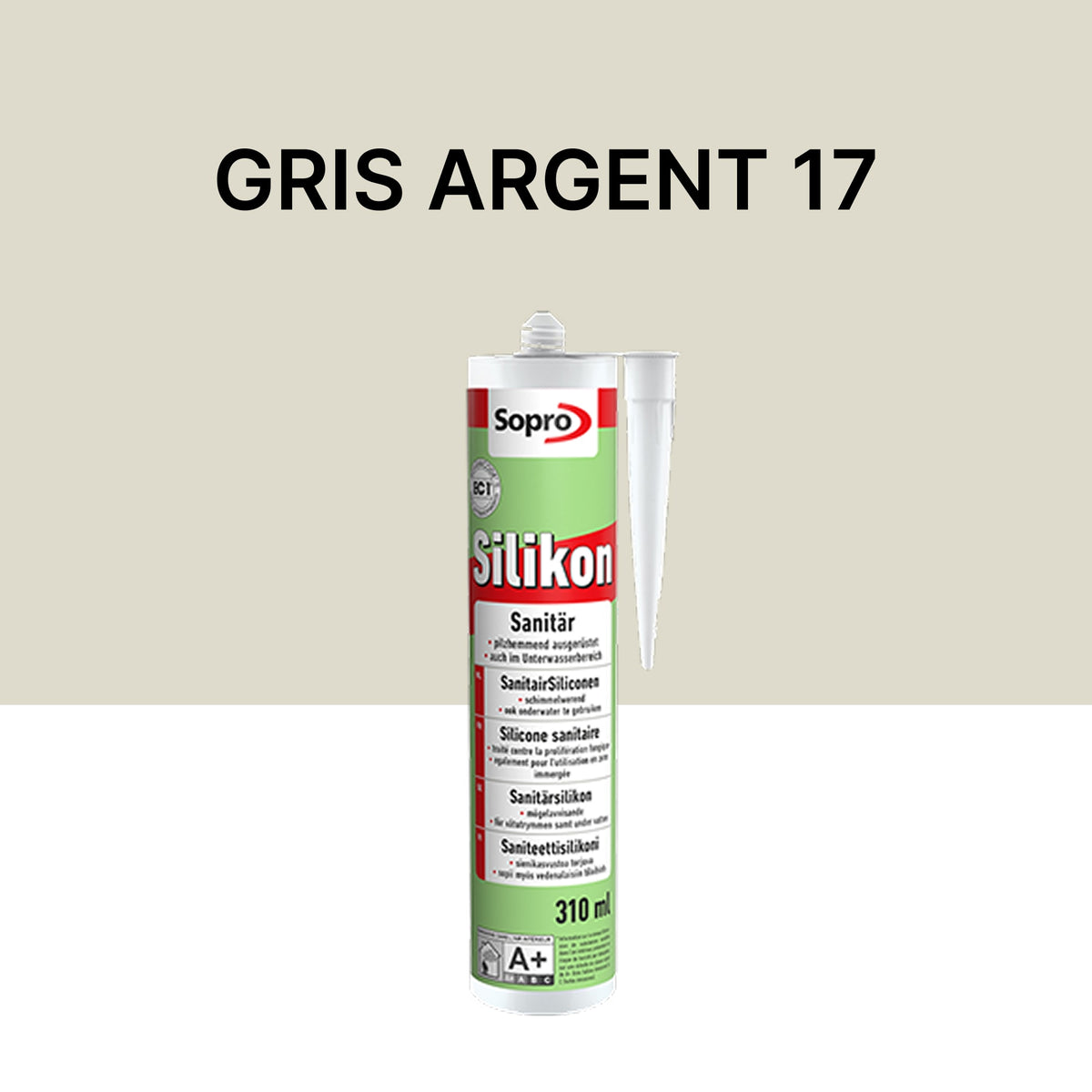 Mastic silicone spécial piscine - Gris argent 17 - 310 ml