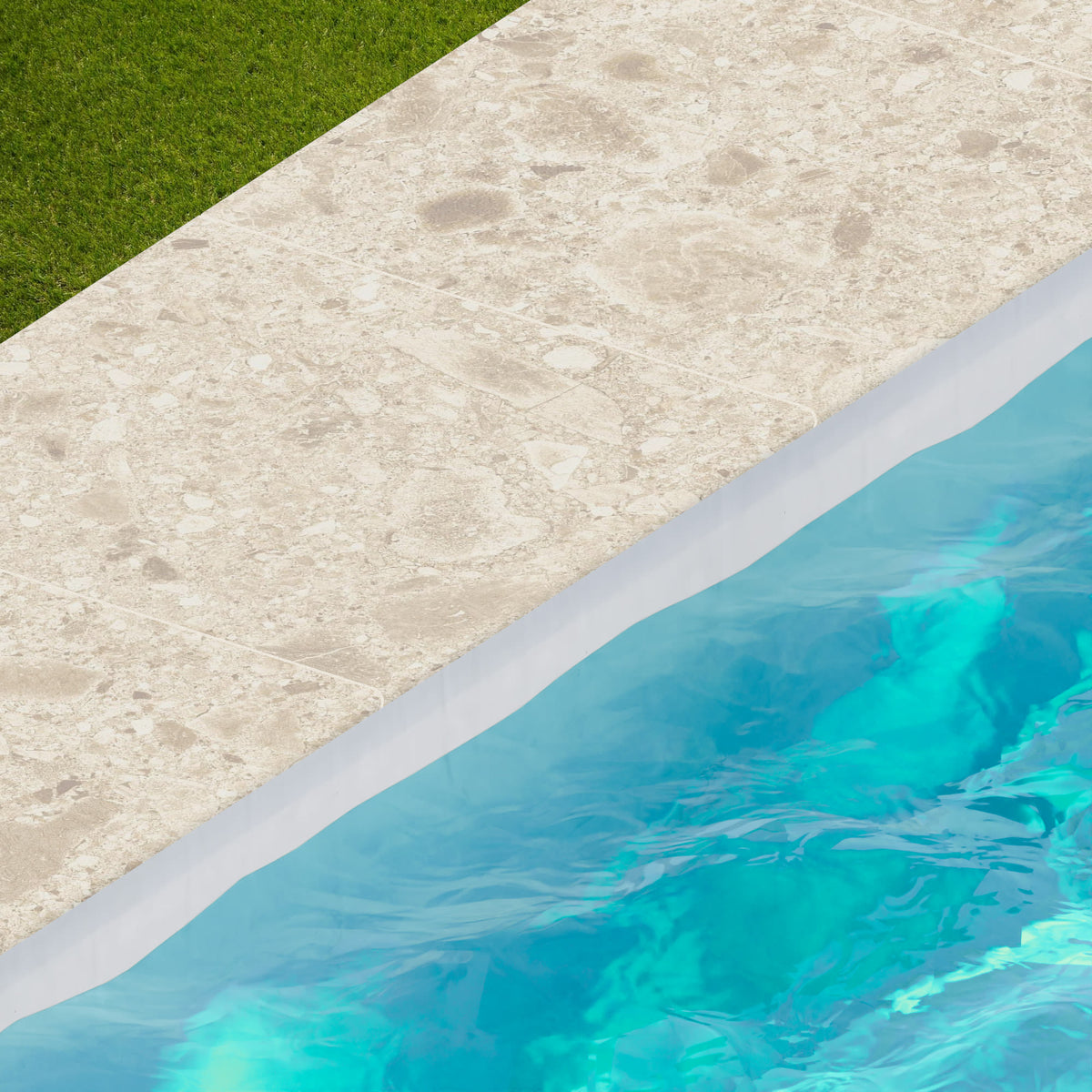 Margelle de piscine effet Pierre Ceppo di Gré Beige 60x60x2 cm Bord 1/2 Rond Massira