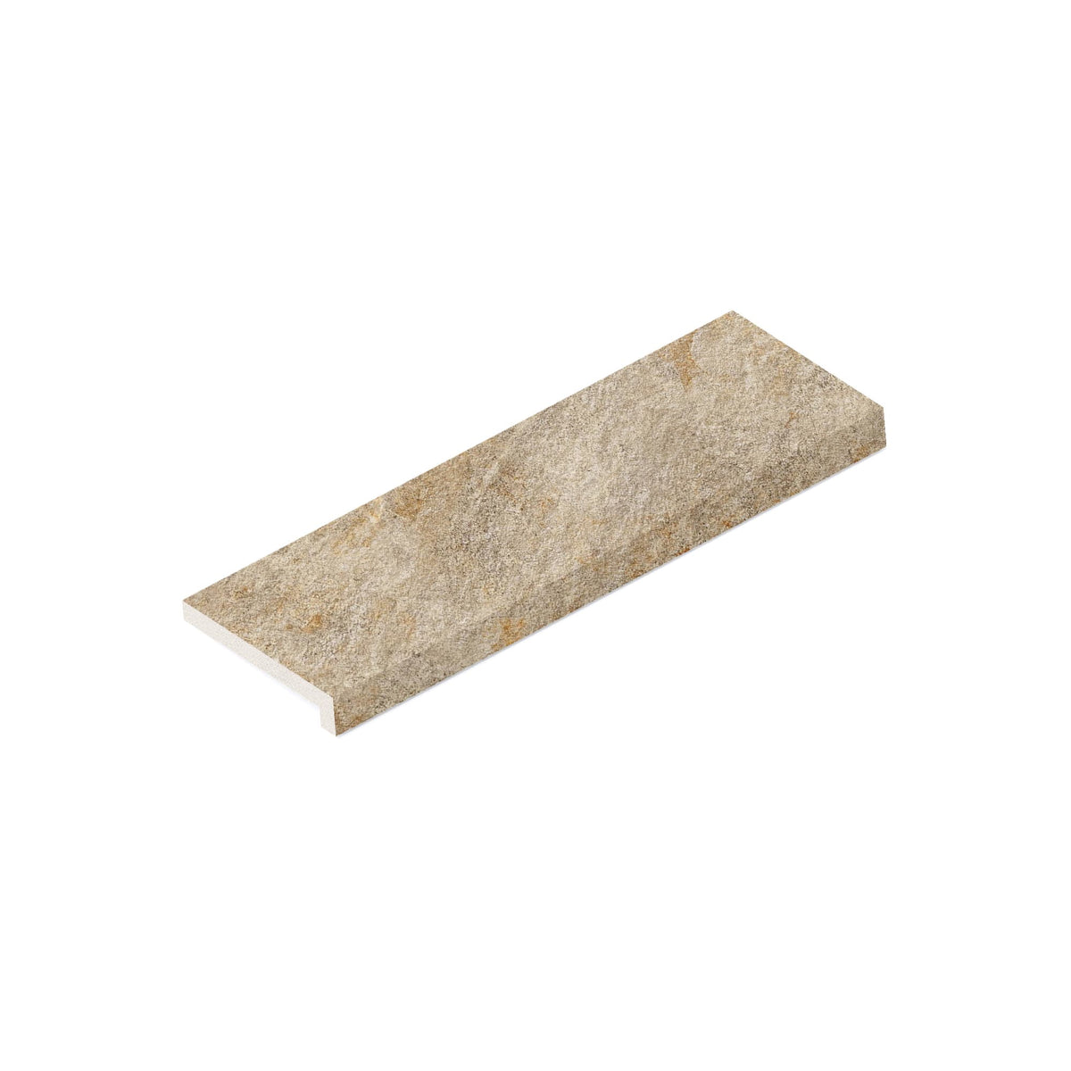 Margelle de piscine effet Pierre Quartzite Beige Doré 60x20x2 cm Bord Droit avec retombée Salvero