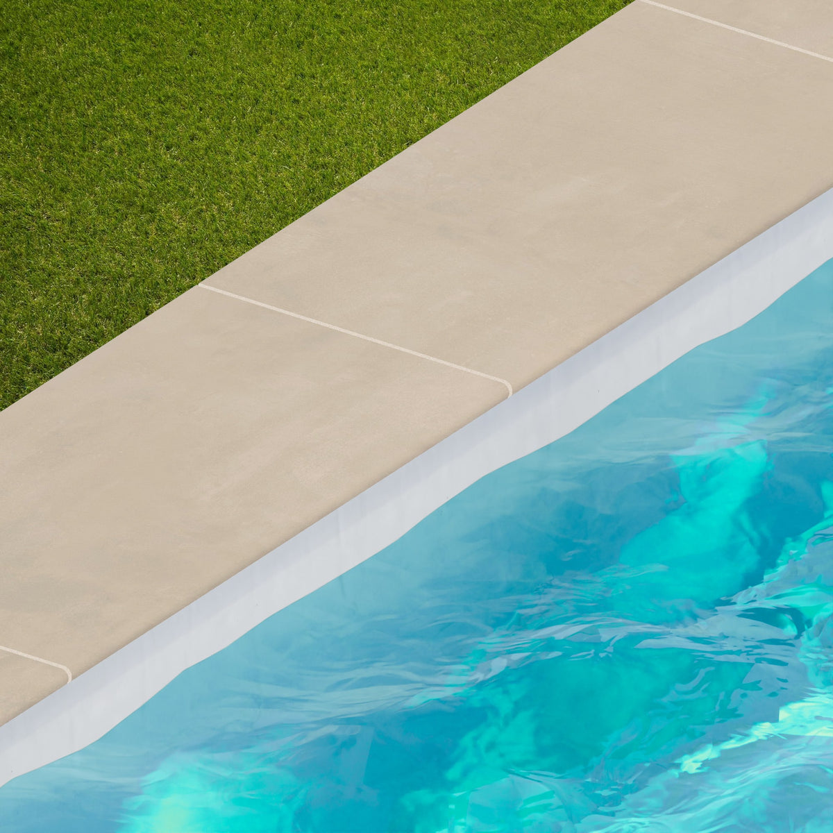 Margelle de piscine effet Béton Beige Crème 80x40x2 cm Bord 1/2 Rond Vetrano