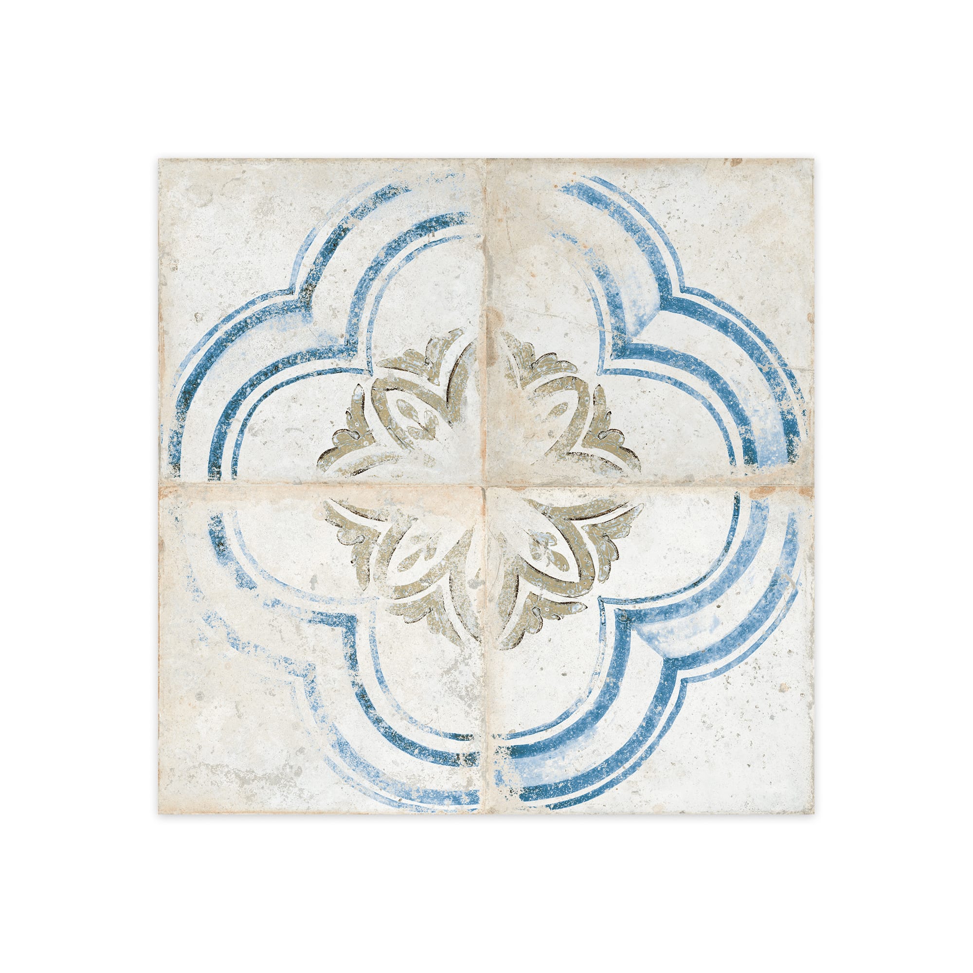 Carrelage Vintage effet Carreau ciment Bleu Volubilis 45x45x0,95 cm Orlena - Sol et mur intérieur