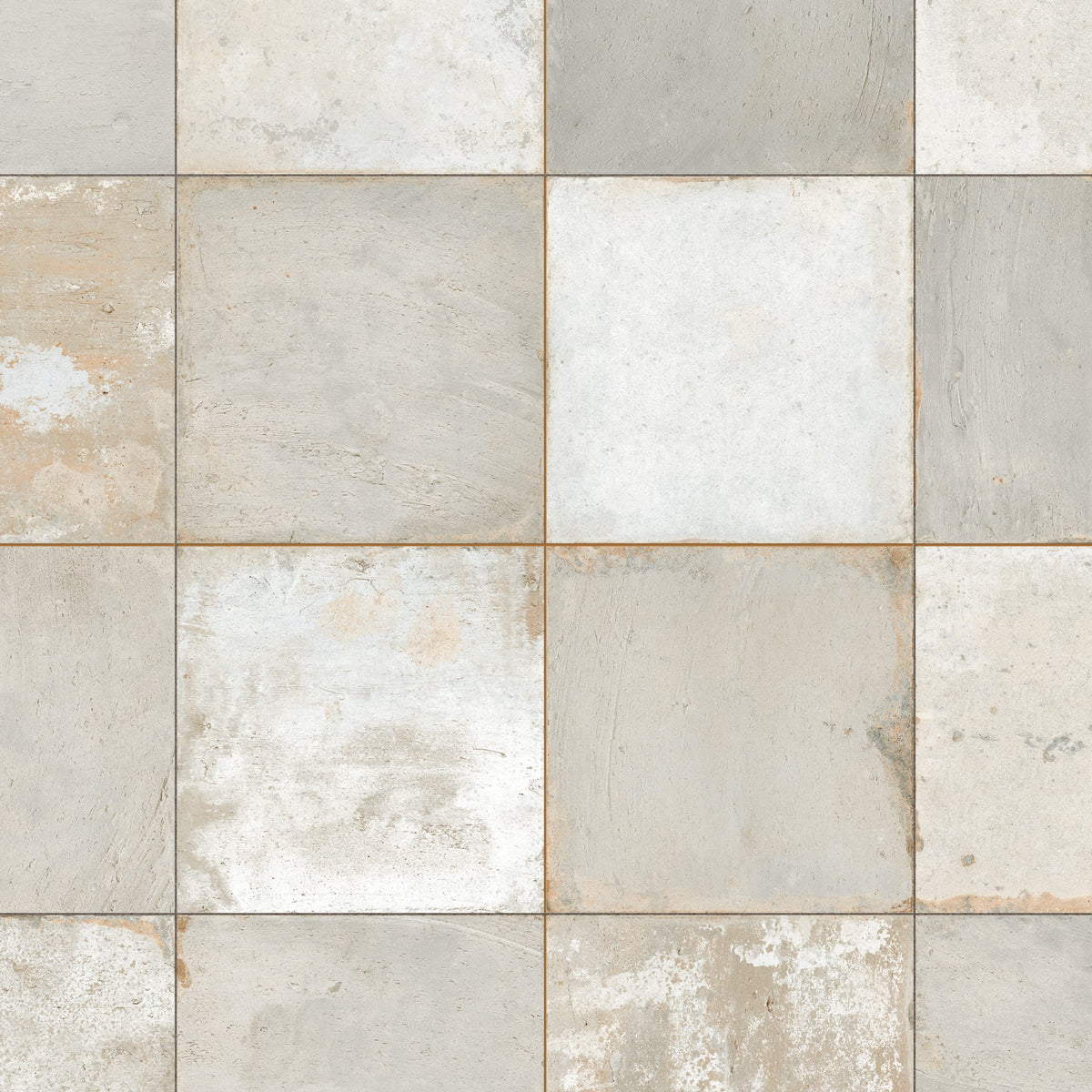 Carrelage Vintage effet Carreau ciment Gris Damier 45x45x0,95 cm Rosaria - Sol et mur intérieur
