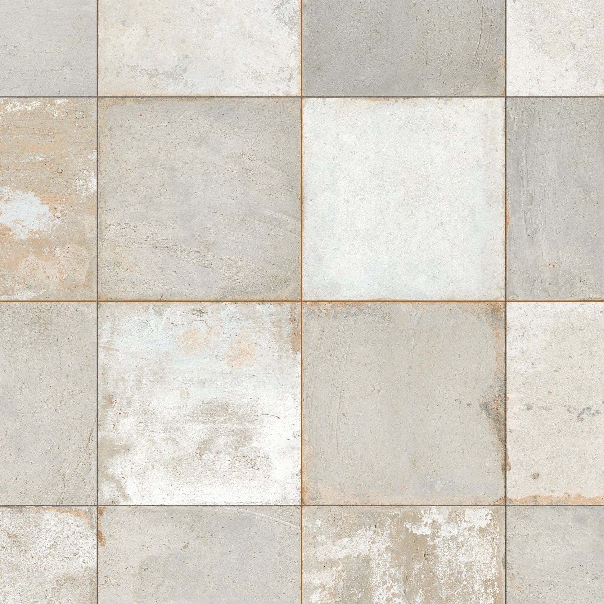 Carrelage Vintage effet Carreau ciment Gris Damier 45x45x0,95 cm Rosaria - Sol et mur intérieur