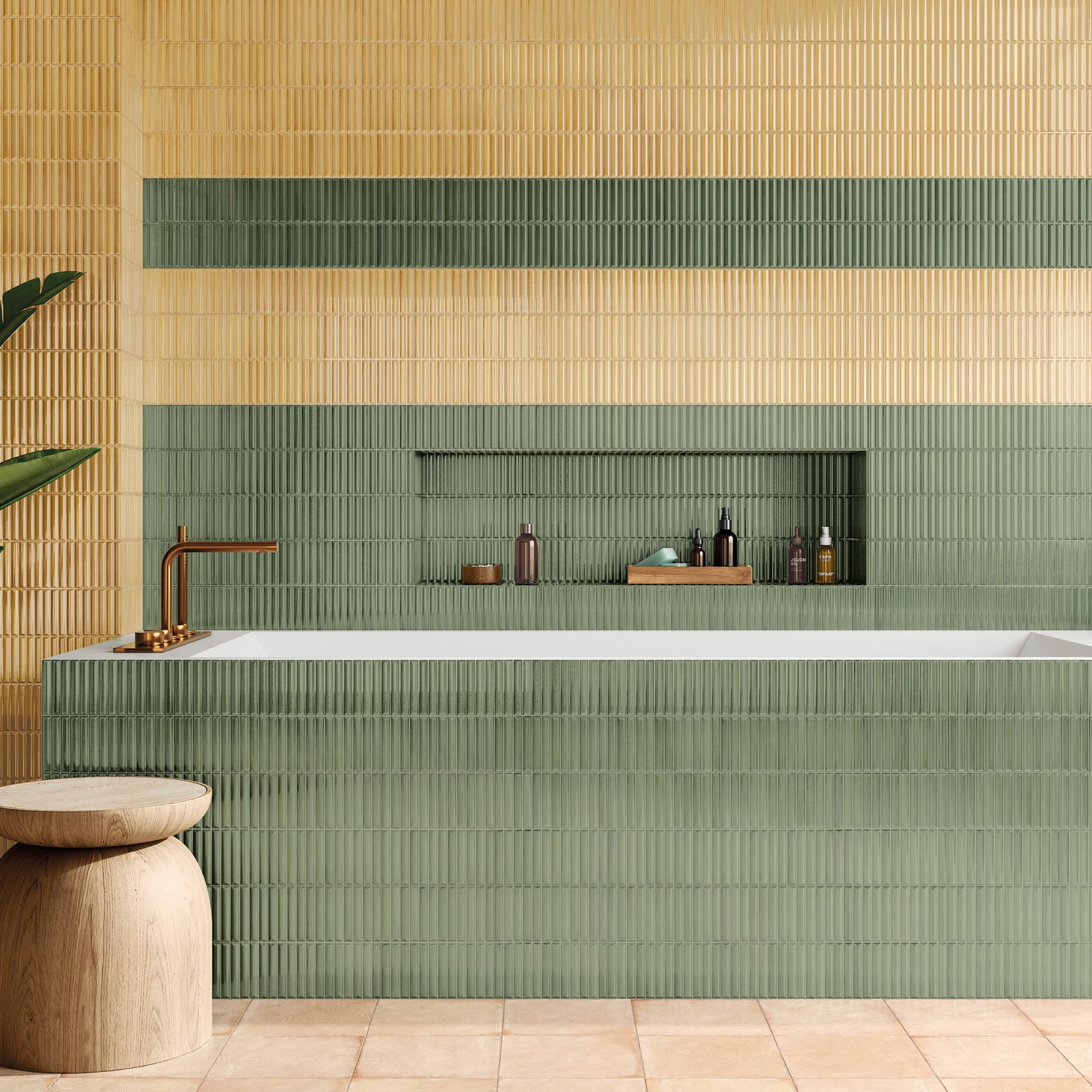 Carrelage 3D Vert 20x20x0,78 cm Lurexio - Mur intérieur