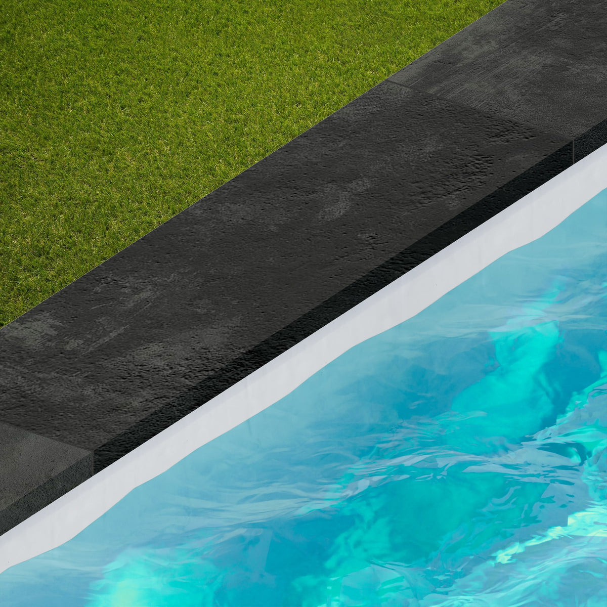 Margelle de piscine effet Béton Gris Nuit 120x33x2 cm Bord Droit avec retombée Gravino