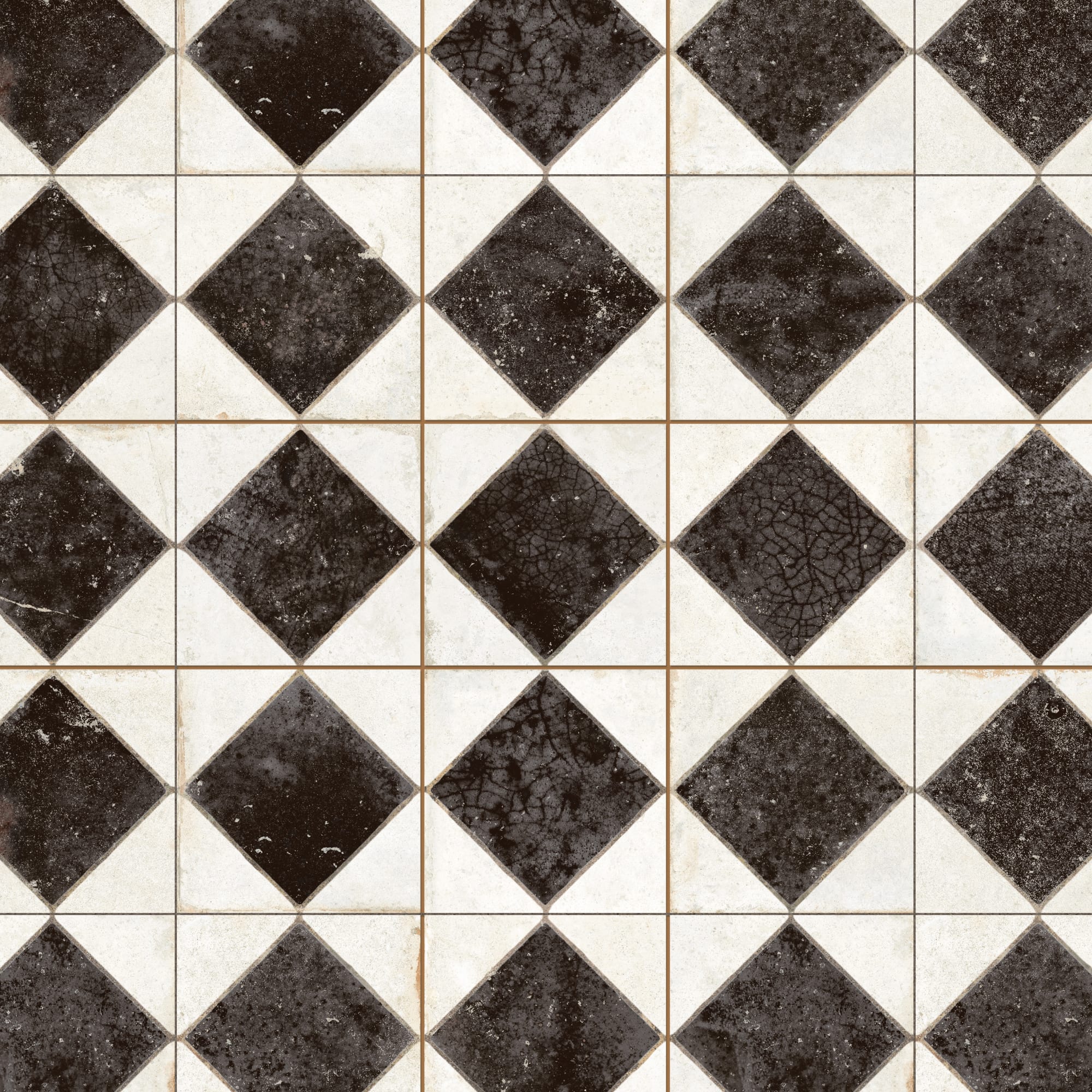 Carrelage Vintage Noir Damier 33x33x0,95 cm Solmira - Sol et mur intérieur