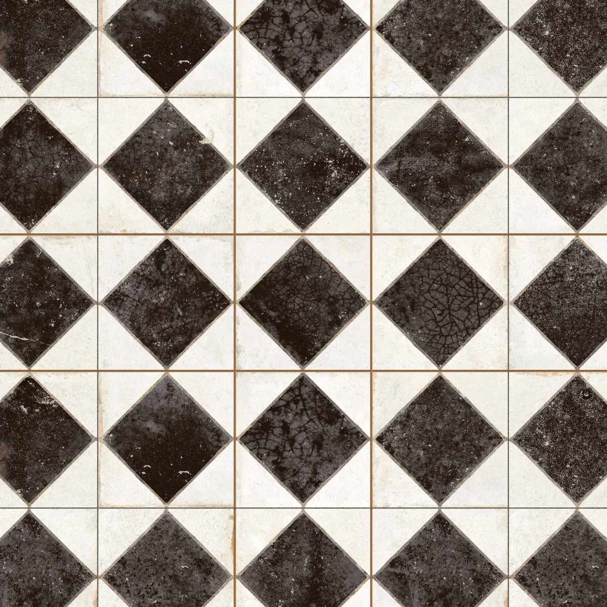 Carrelage Vintage Noir Damier 33x33x0,95 cm Solmira - Sol et mur intérieur