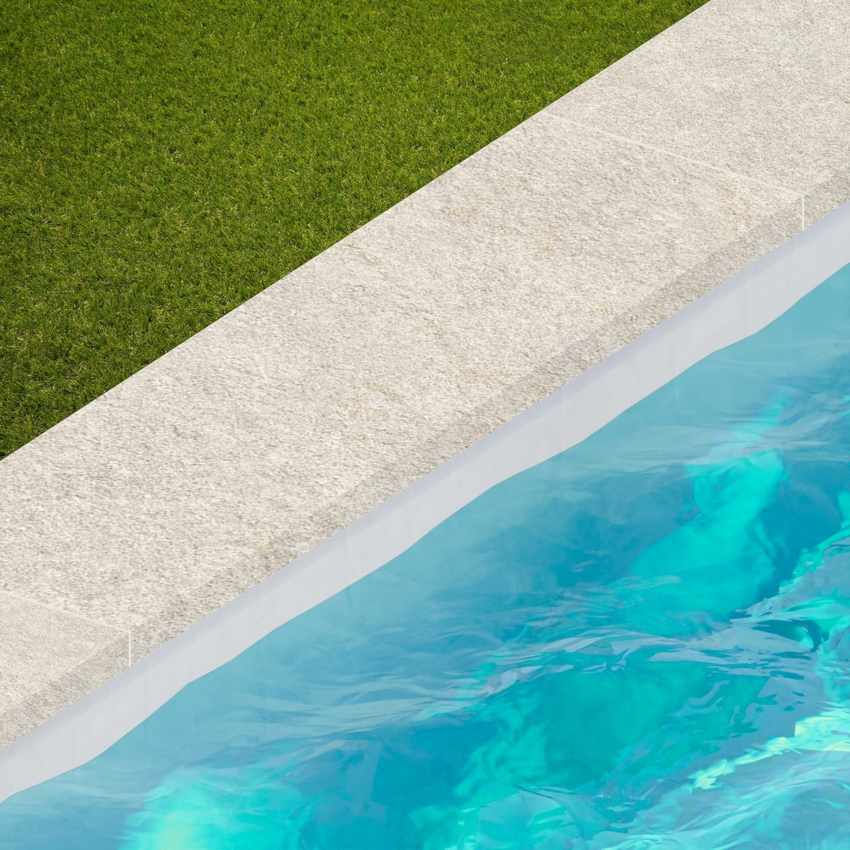 Margelle de piscine effet Pierre Quartzite Blanc 120x33x2 cm Bord Droit avec retombée Venturo
