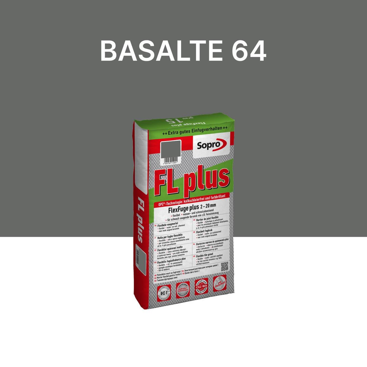 Joint carrelage intérieur et extérieur - 2 à 20 mm - Basalte 64 - Sopro FL plus - 5 kg