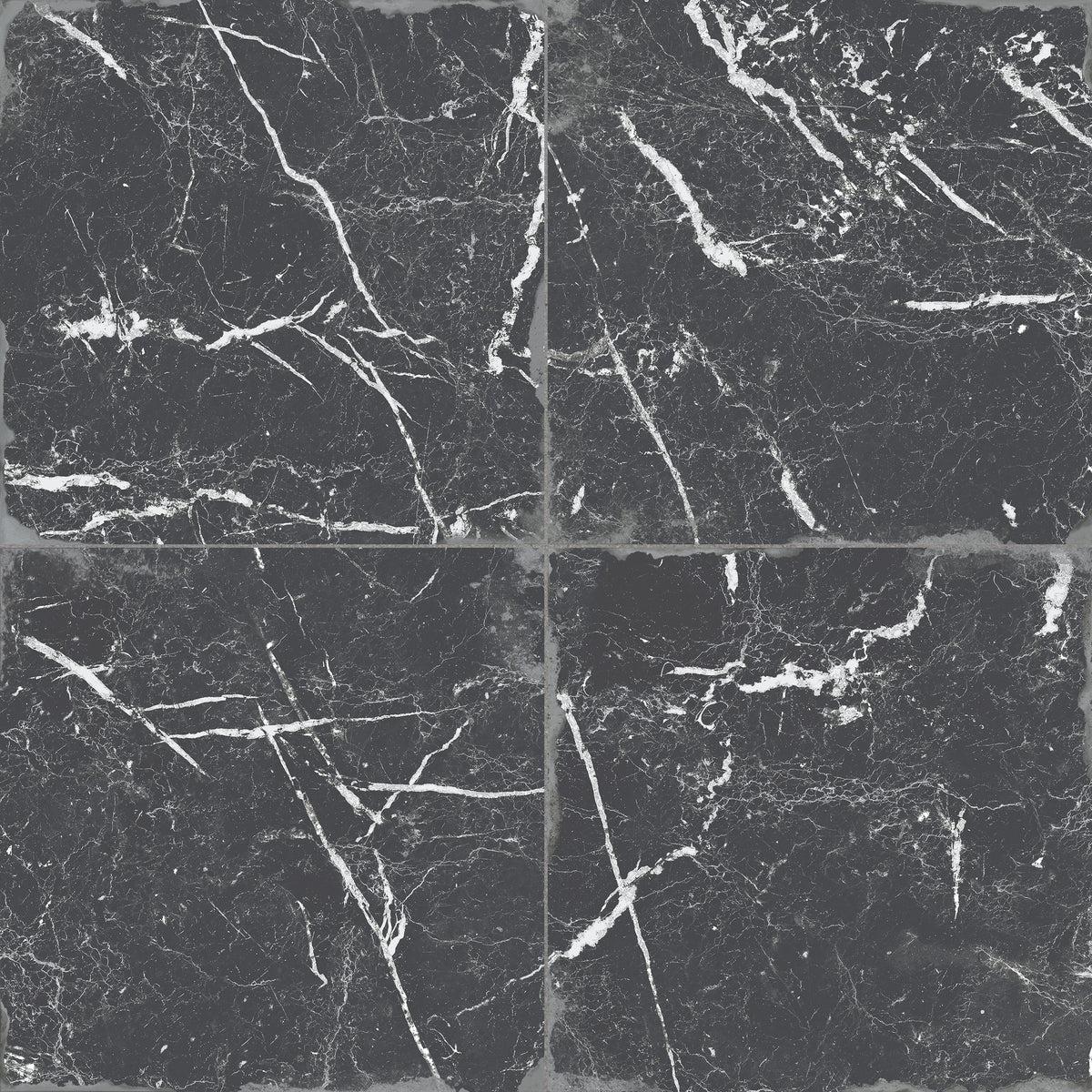 Carrelage Vintage effet Marbre Gris Noir 22,3x22,3x0,9 cm Palazzo - Sol et mur intérieur