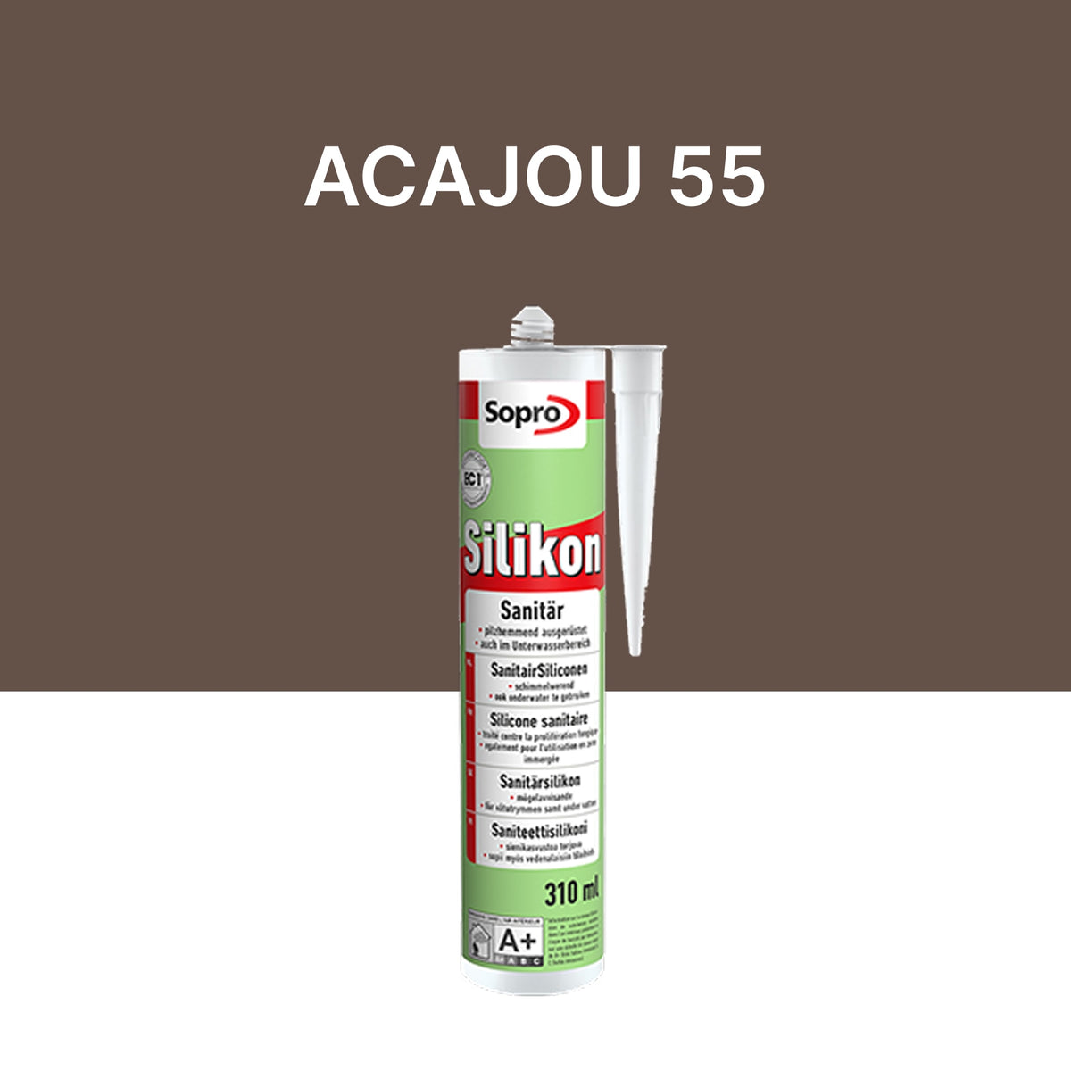 Mastic silicone spécial piscine - Acajou 55 - 310 ml