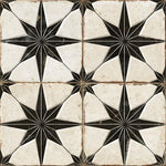 Carrelage Vintage effet Carreau ciment 3D Etoile Noire et Fond Blanc 22,3x22,3x0,9 cm Sparta - Sol et mur intérieur