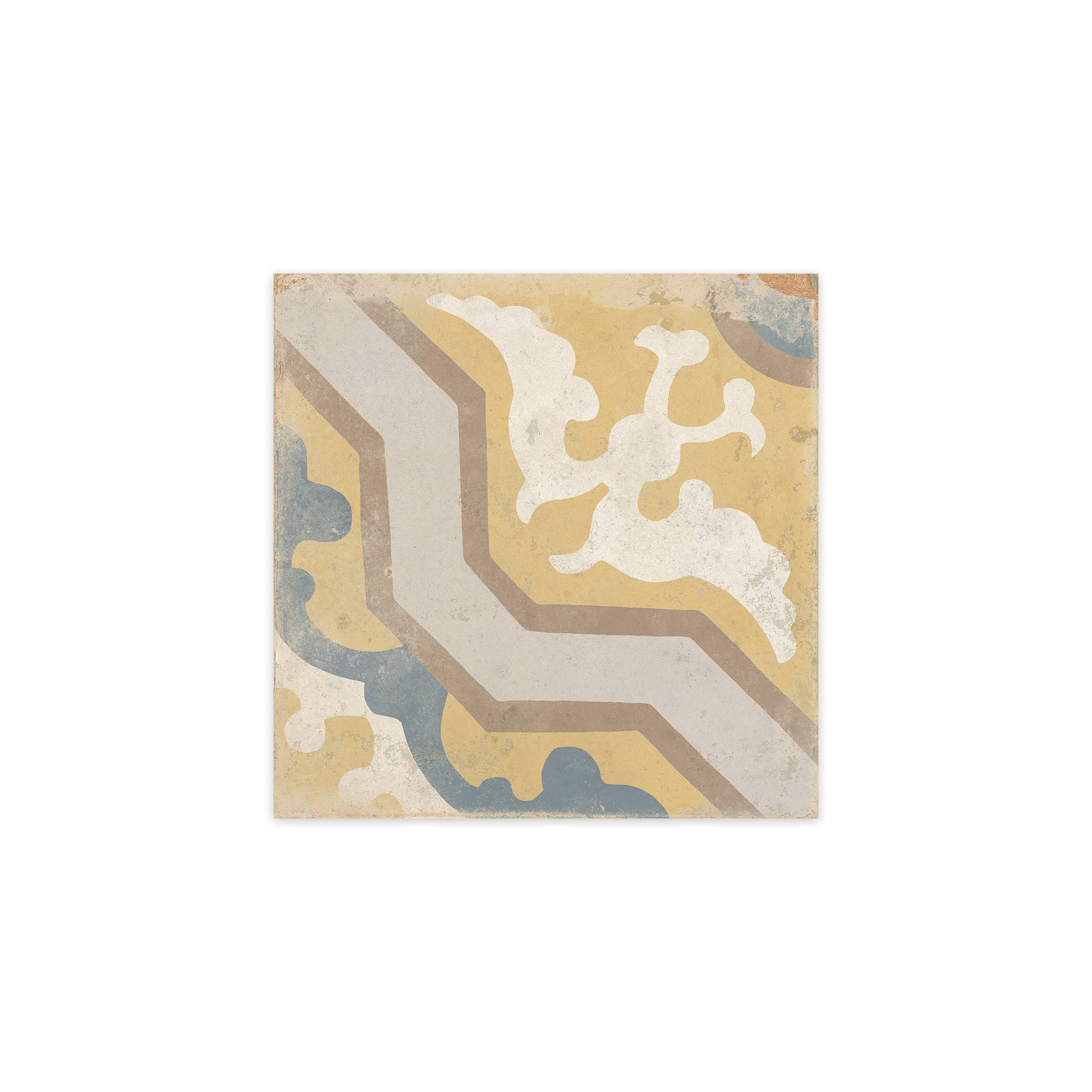 Carrelage Vintage effet Carreau ciment Moutarde 22,3x22,3x0,9 cm Virelia - Sol et mur intérieur