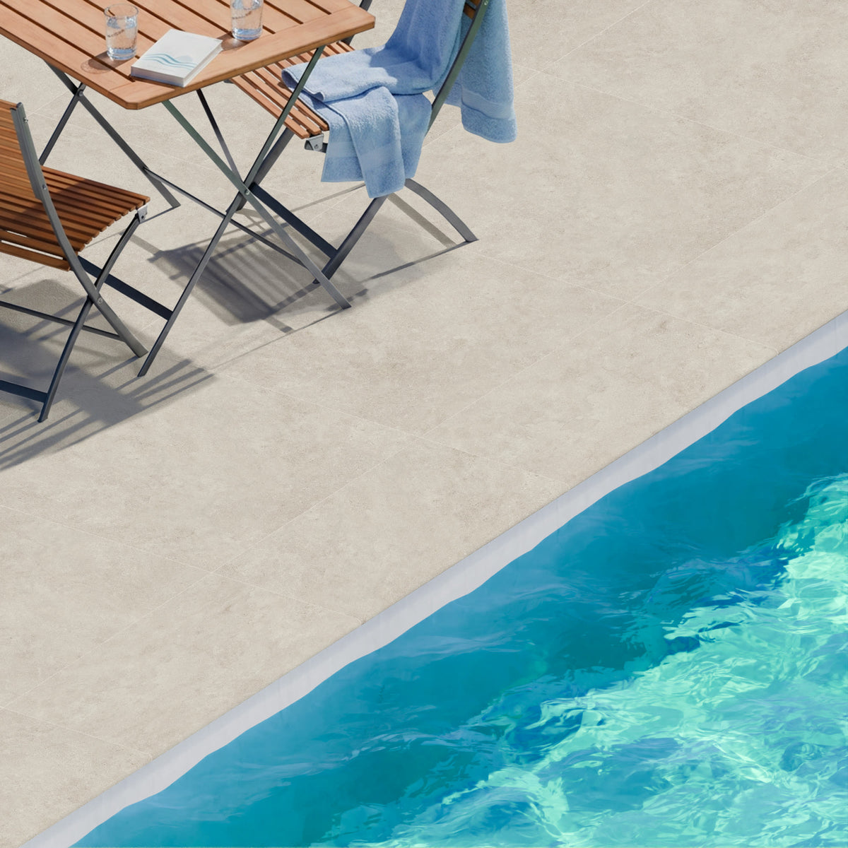 Margelle de piscine effet Pierre Calcaire Gris Brume 80x40x2 cm Bord 1/2 Rond Rocalta