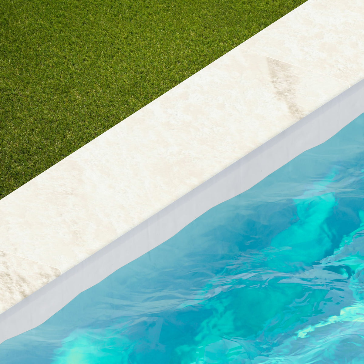 Margelle de piscine effet Marbre Blanc Calacatta Sublime 120x33x2 cm Bord 1/2 Rond Orsiano