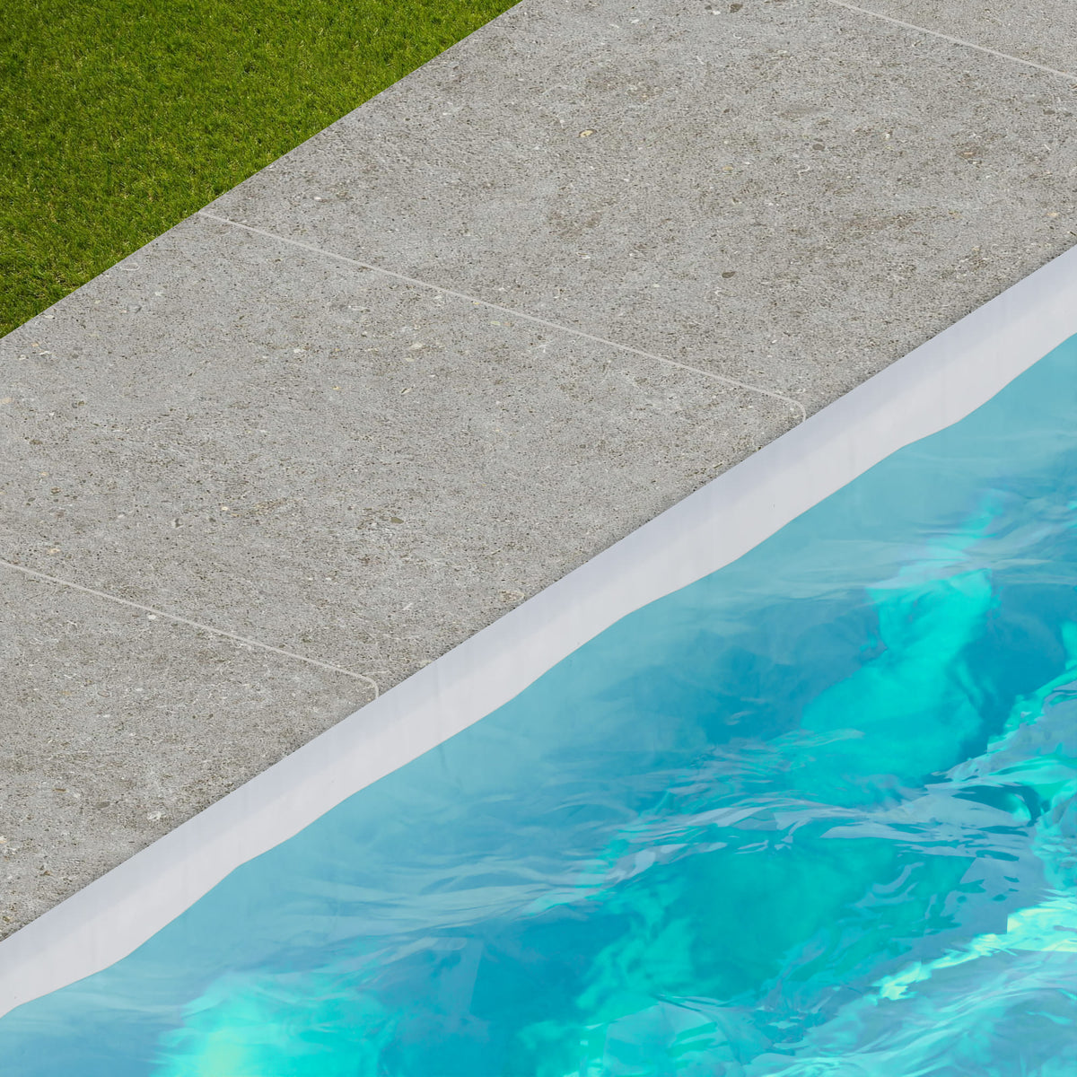 Margelle de piscine effet Pierre Calcaire Gris Cendré 60x60x2 cm Bord 1/2 Rond Domella