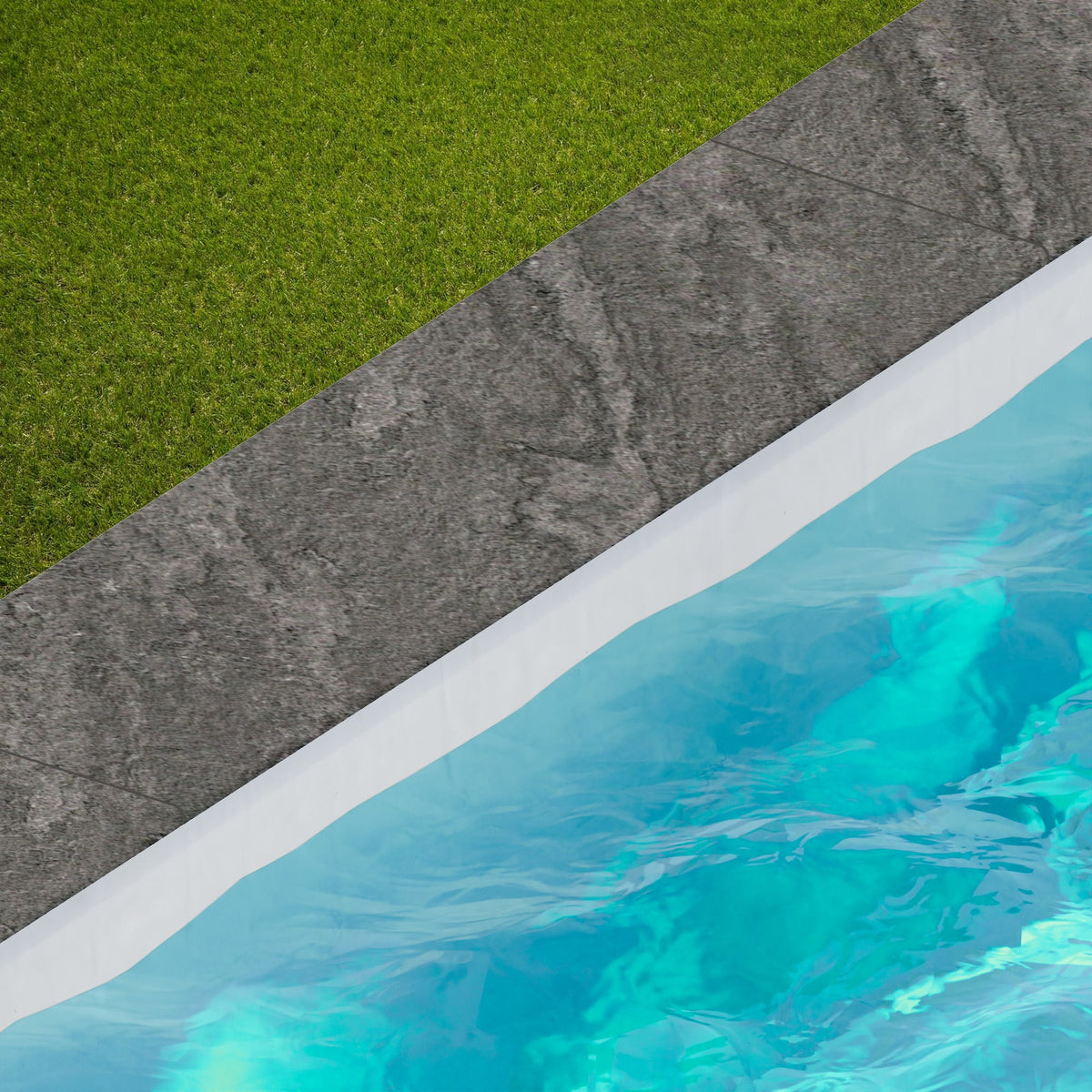 Margelle de piscine effet Pierre Quartzite Gris Argile 120x33x2 cm Bord 1/2 Rond Teravio