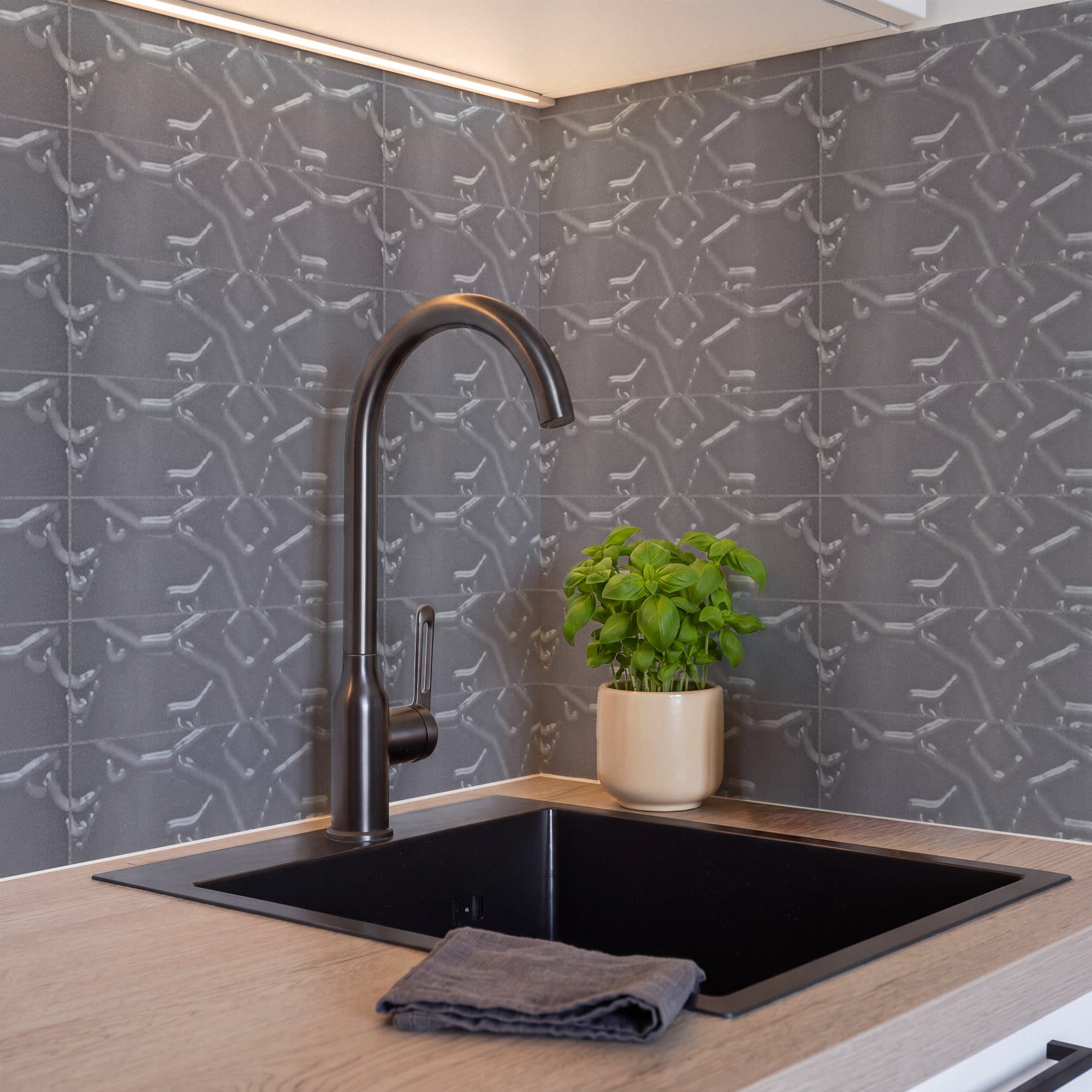 Carrelage effet Zellige Gris 30x7,5x0,82 cm Salerno - Mur intérieur