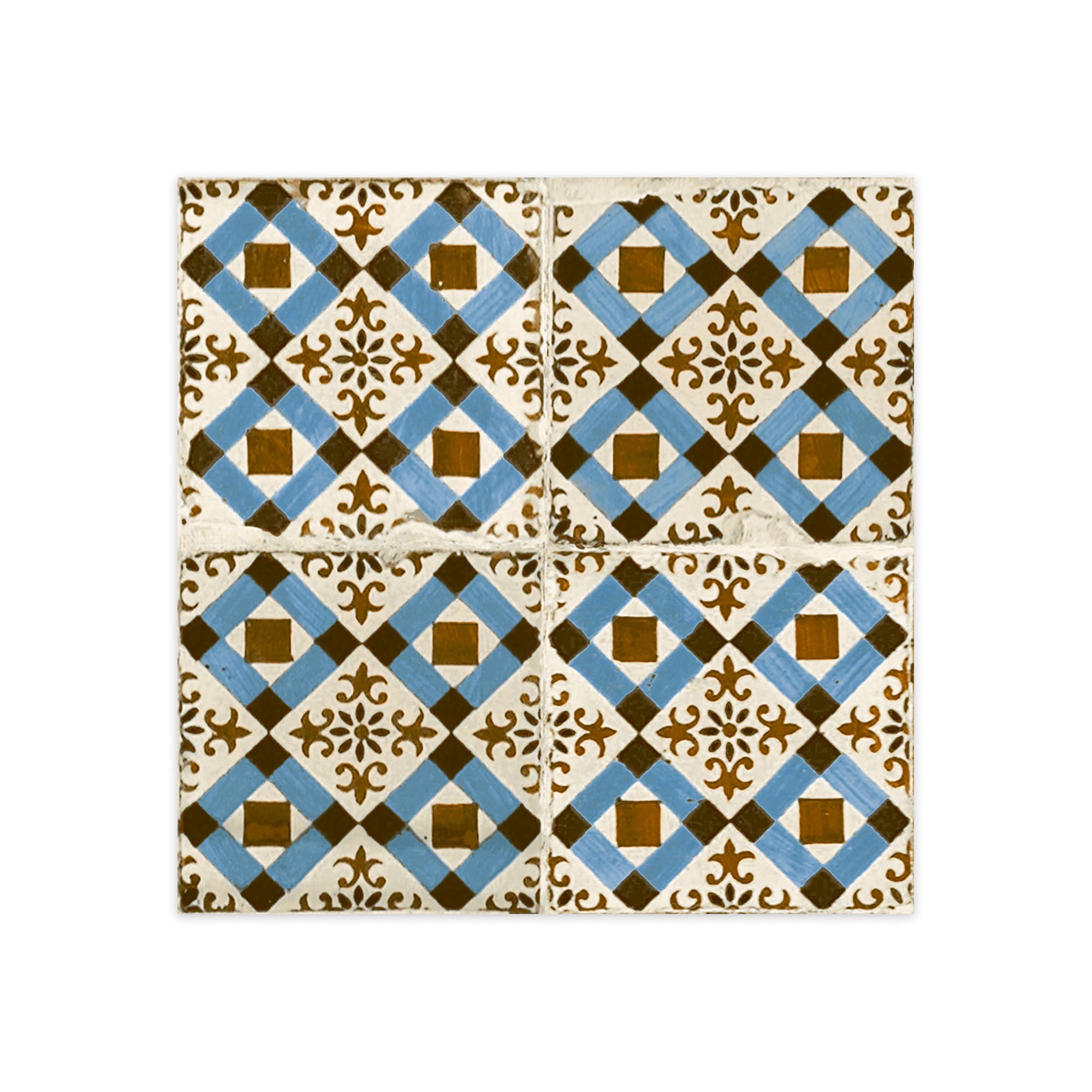 Carrelage Vintage effet Carreau ciment Bleu Knossos 45x45x0,95 cm Azoria - Sol et mur intérieur