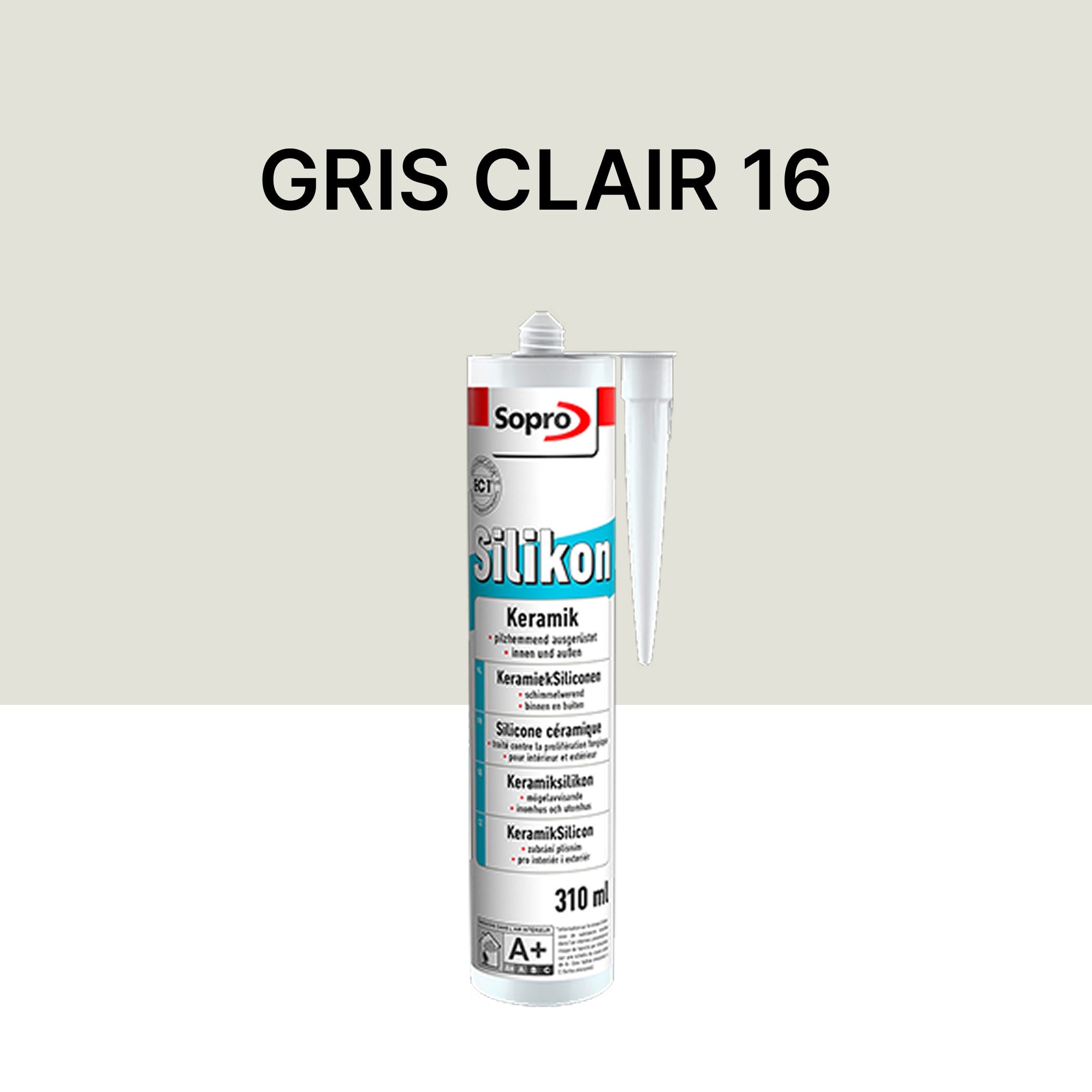 Mastic silicone spécial carrelage - Gris clair 16 - 310 ml