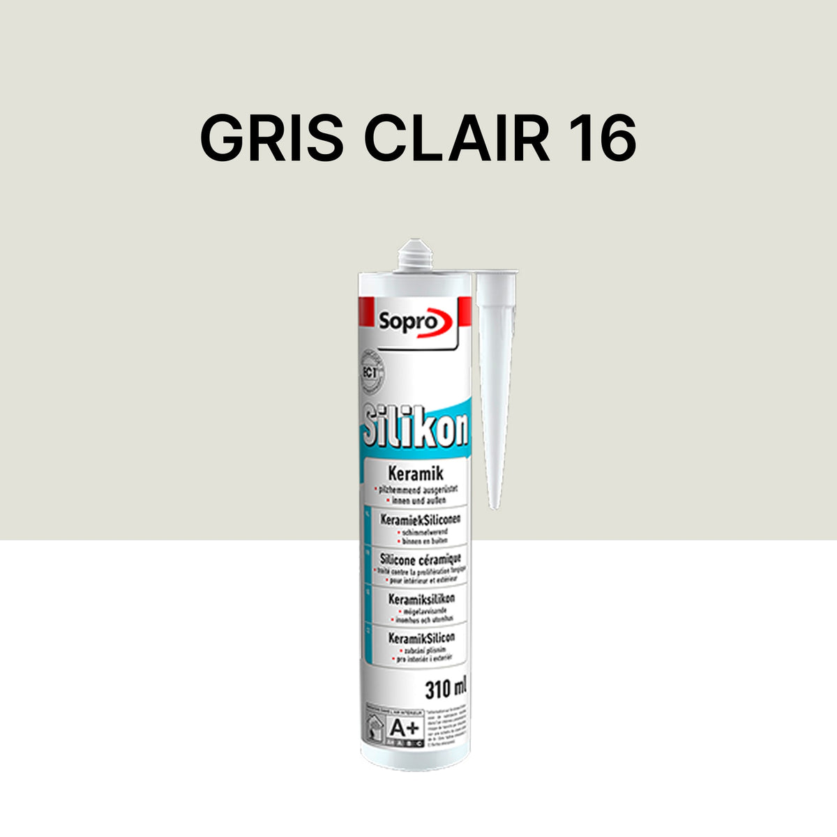 Mastic silicone spécial carrelage - Gris clair 16 - 310 ml