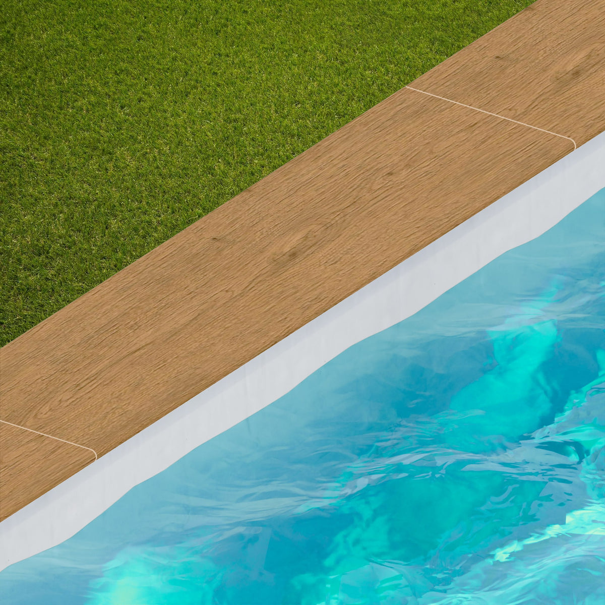 Margelle de piscine effet Bois Chêne Miel Rustic 120x30x2 cm Bord 1/2 Rond Forenza