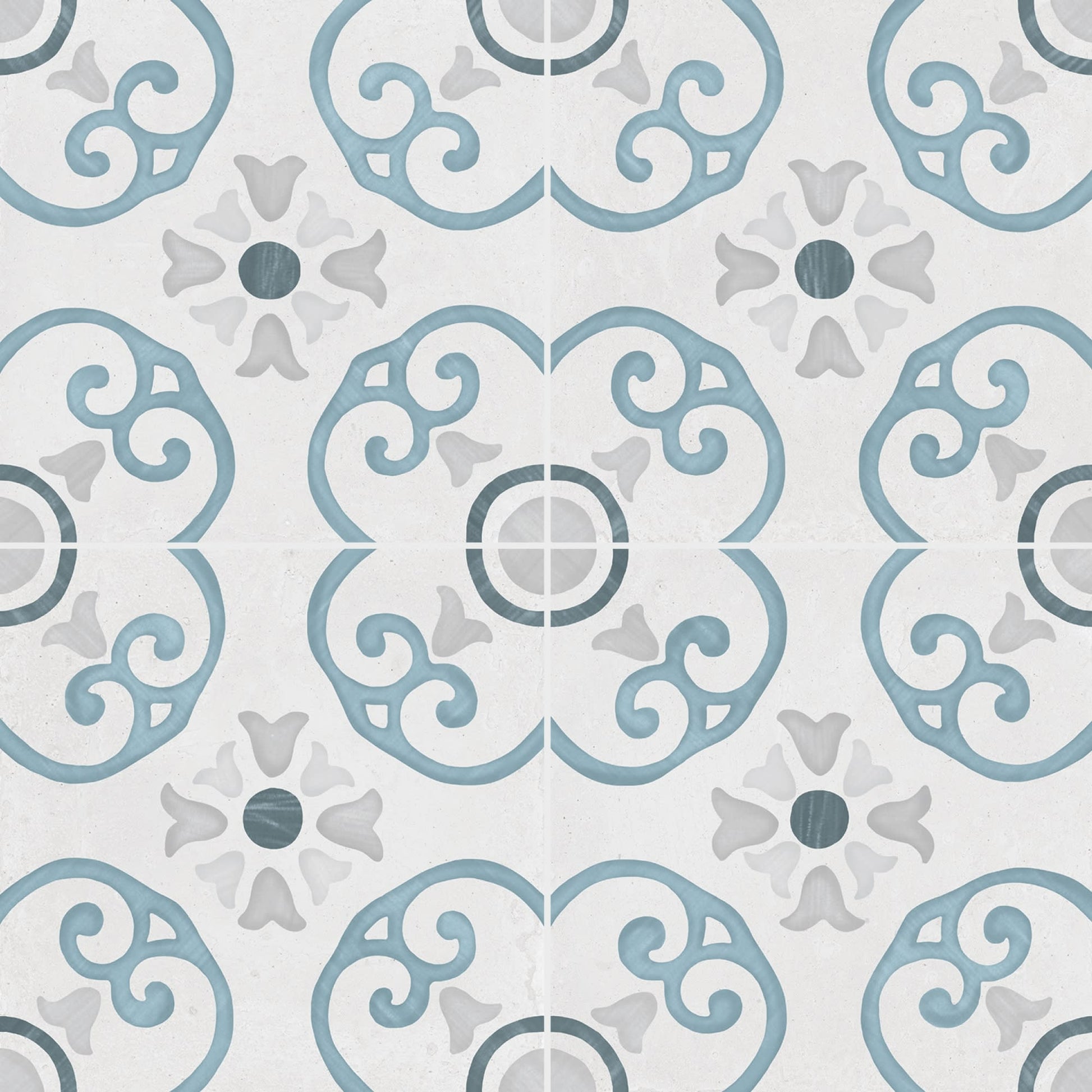 Carrelage effet Carreau ciment Nerelia Bleu 22,3x22,3x0,9 cm Ventoril - Sol et mur intérieur