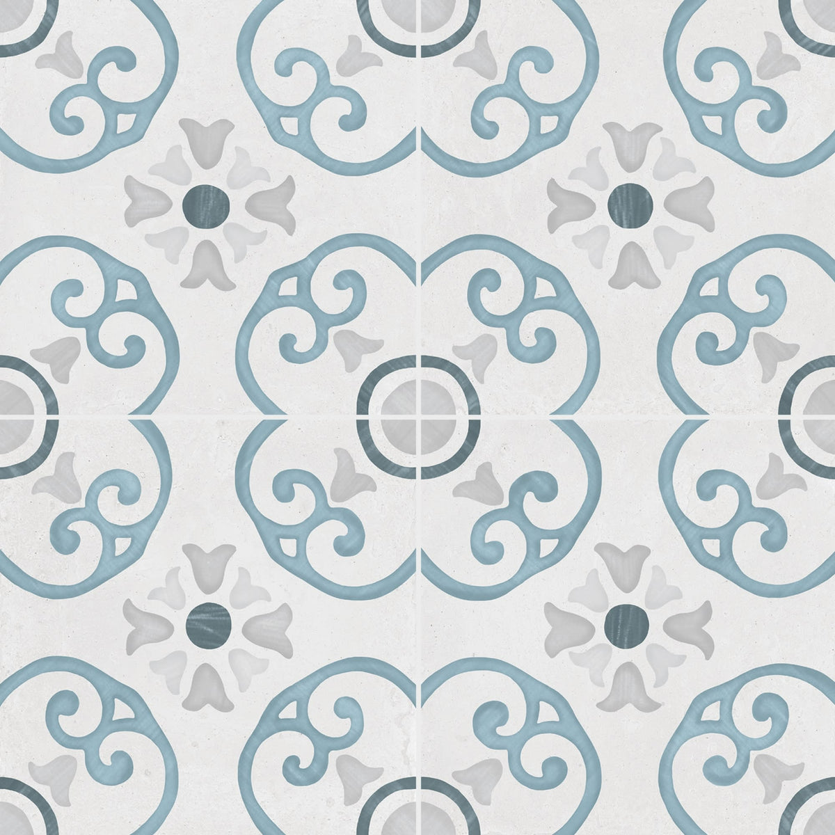 Carrelage effet Carreau ciment Nerelia Bleu 22,3x22,3x0,9 cm Ventoril - Sol et mur intérieur
