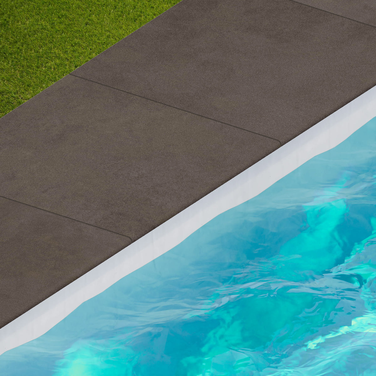 Margelle de piscine effet Béton Brun Cuir 60x60x2 cm Bord 1/2 Rond Vetrano
