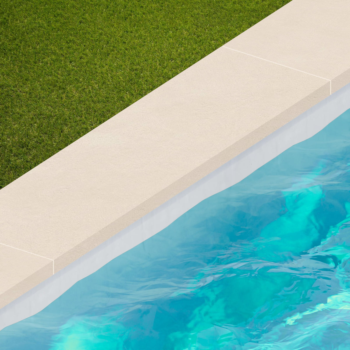 Margelle de piscine effet Béton Blanc Minéral 120x33x2 cm Bord Droit avec retombée Benzaro