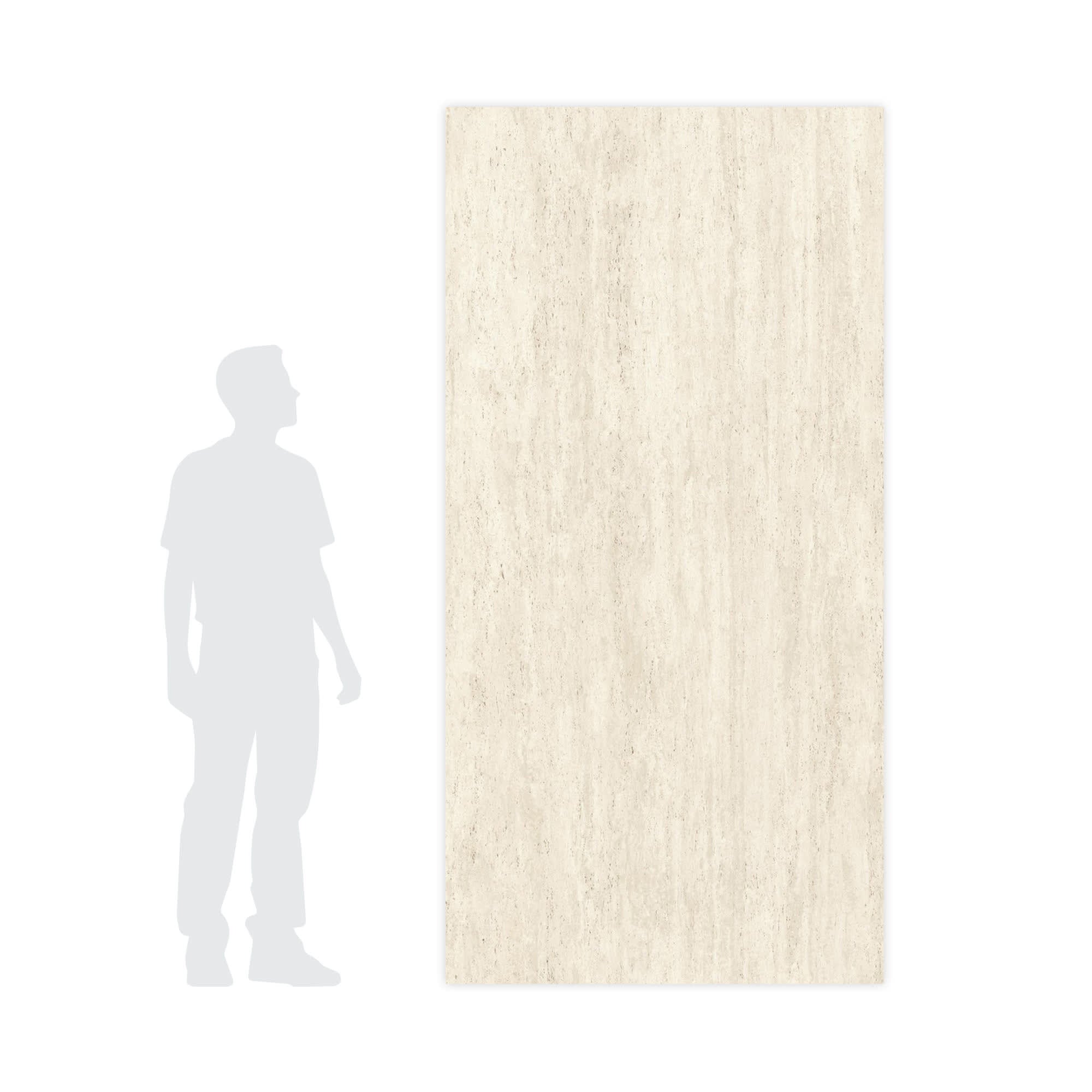 Carrelage effet Travertin Blanc Vein Cut 240x120x0,9 cm Mat Neravio - Mur intérieur