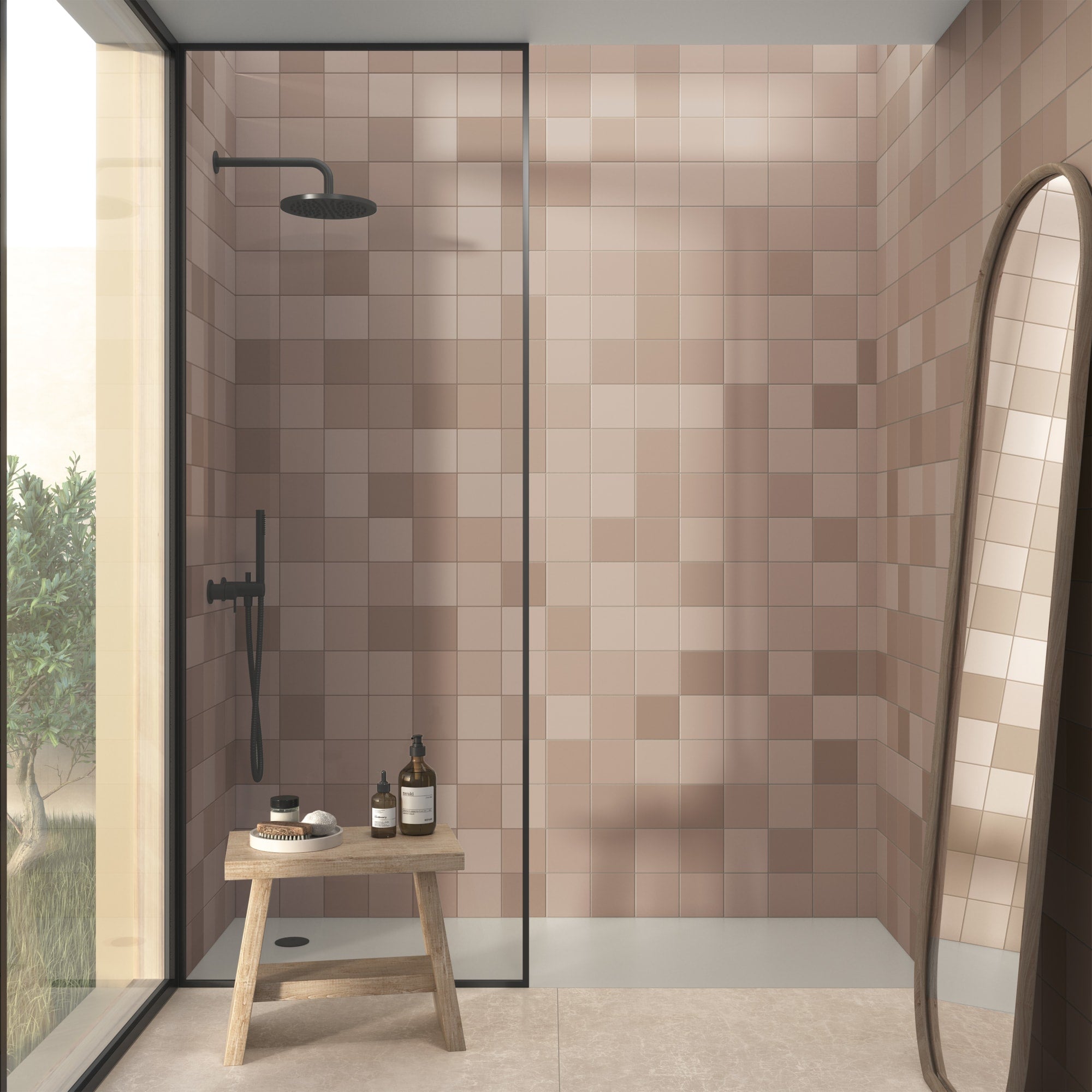 Carrelage effet Zellige Greige 12,3x12,3x0,87 cm Cubriel - Sol et mur intérieur