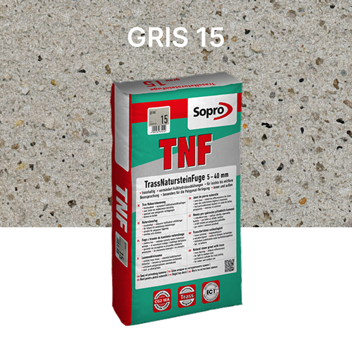 Joint carrelage extérieur - 5 à 40 mm - Gros grain - Gris 15 - Sopro TNF 674 - 25 kg
