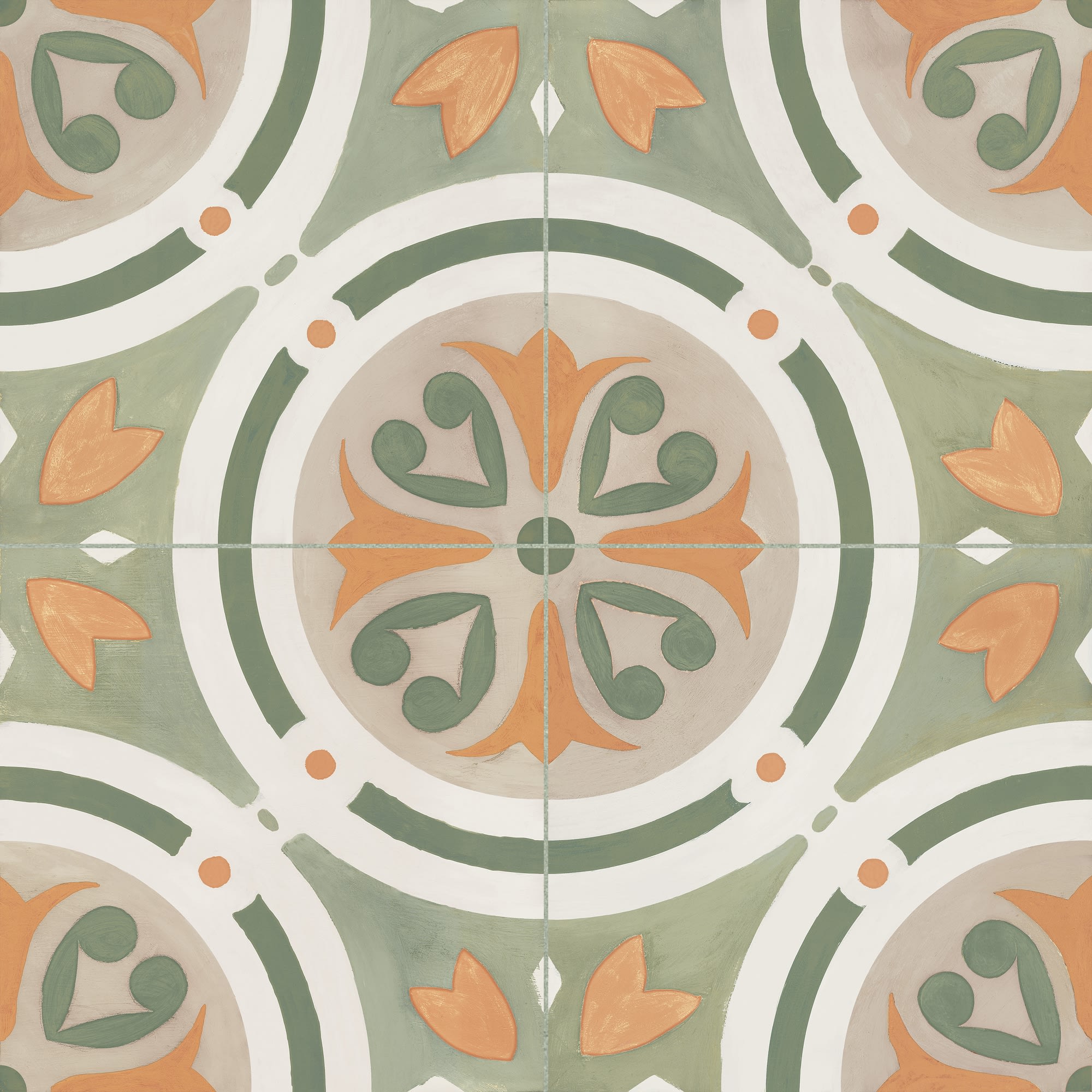 Carrelage effet Carreau ciment Saloria Vert 22,3x22,3x0,9 cm Solren - Sol et mur intérieur