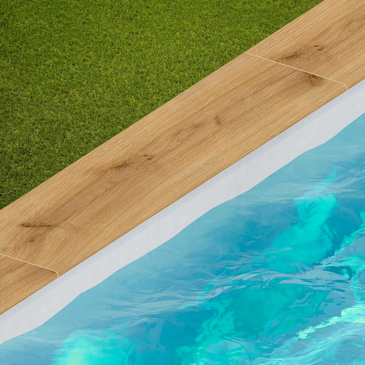 Margelle de piscine effet Bois Chêne Brun 120x30x2 cm Bord 1/2 Rond Bravino