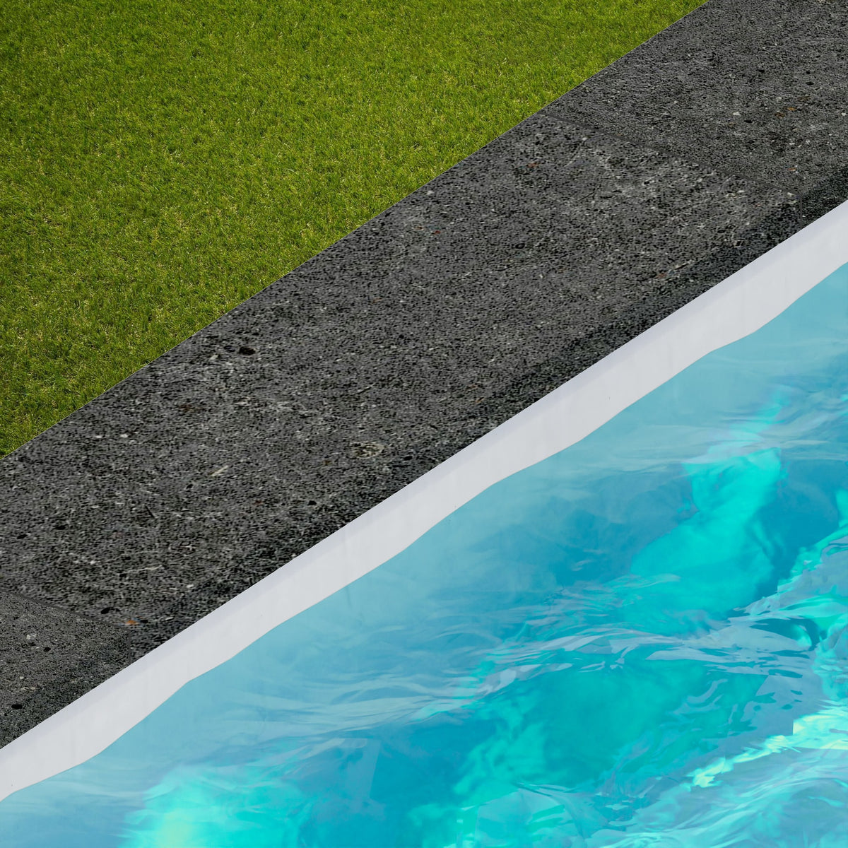 Margelle de piscine effet Pierre Calcaire Gris Carbone 120x33x2 cm Bord Droit avec retombée Domella
