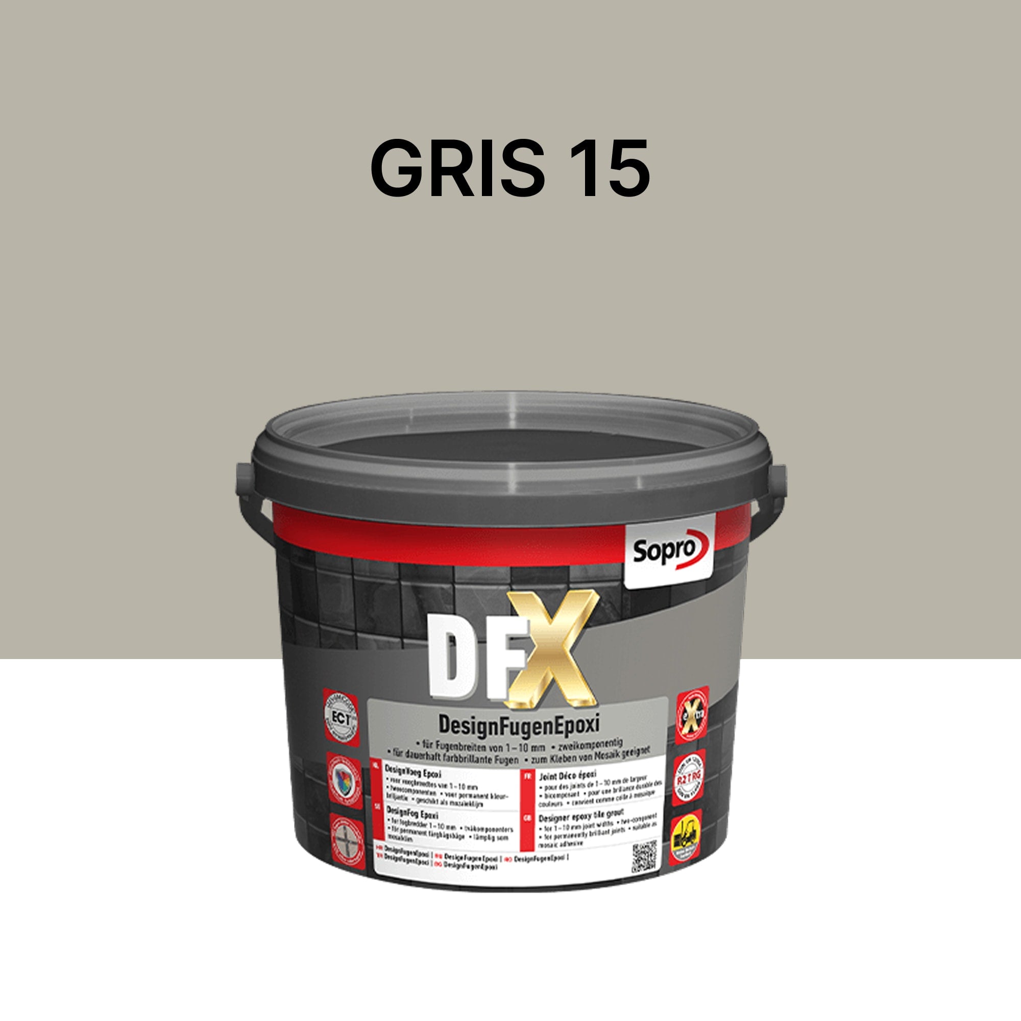 Joint / Colle époxy carrelage et piscine - Gris 15 - Sopro DFX - 3 kg