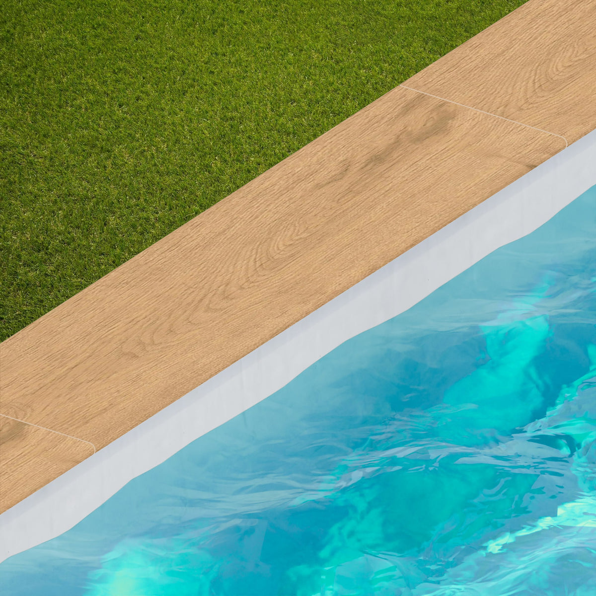 Margelle de piscine effet Bois Chêne Clair Rustic 120x30x2 cm Bord 1/2 Rond Forenza