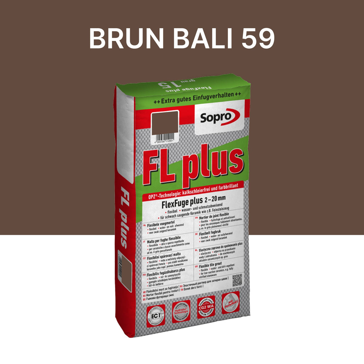 Joint carrelage intérieur et extérieur - 2 à 20 mm - Brun bali 59 - Sopro FL plus - 15 kg