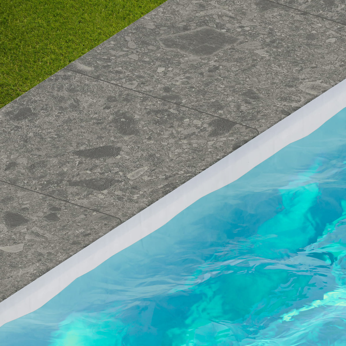 Margelle de piscine effet Pierre Ceppo di Gré Gris Foncé 60x60x2 cm Bord 1/2 Rond Massira