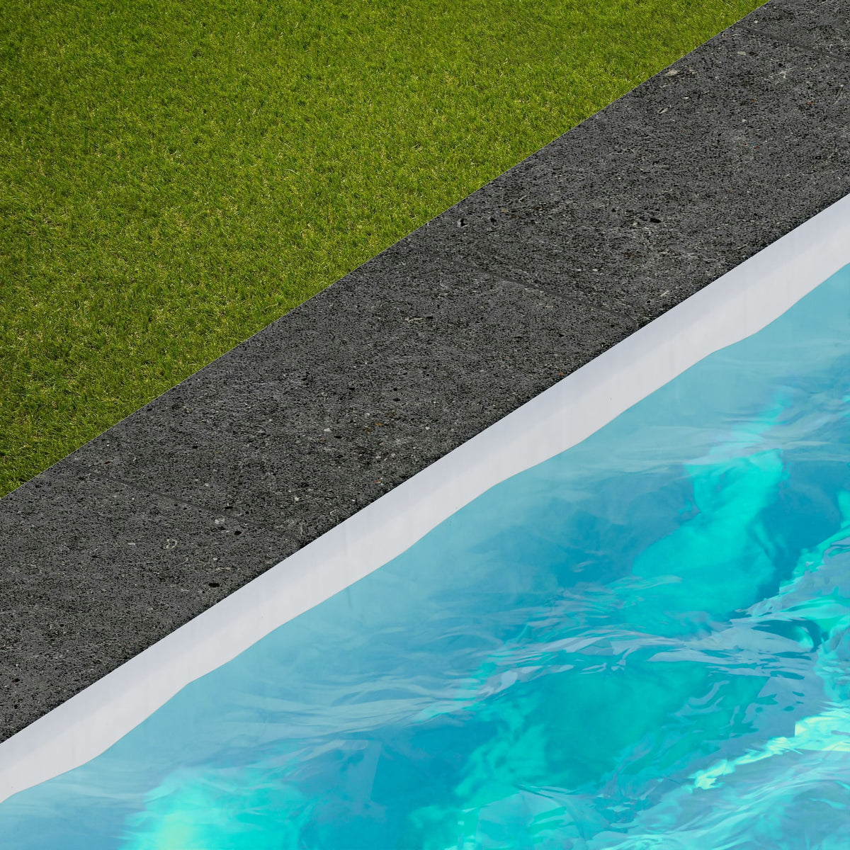 Margelle de piscine effet Pierre Calcaire Gris Carbone 60x30x2 cm Bord 1/2 Rond Domella