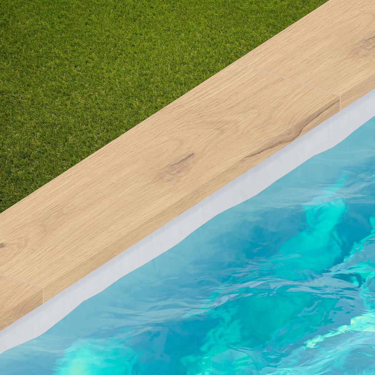Margelle de piscine effet Bois Chêne Luce 120x30x2 cm Bord Droit avec retombée Cedrano