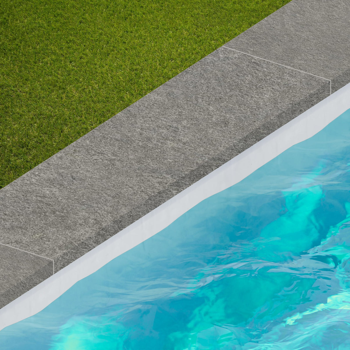 Margelle de piscine effet Pierre Quartzite Gris Fumé 120x33x2 cm Bord Droit avec retombée Venturo