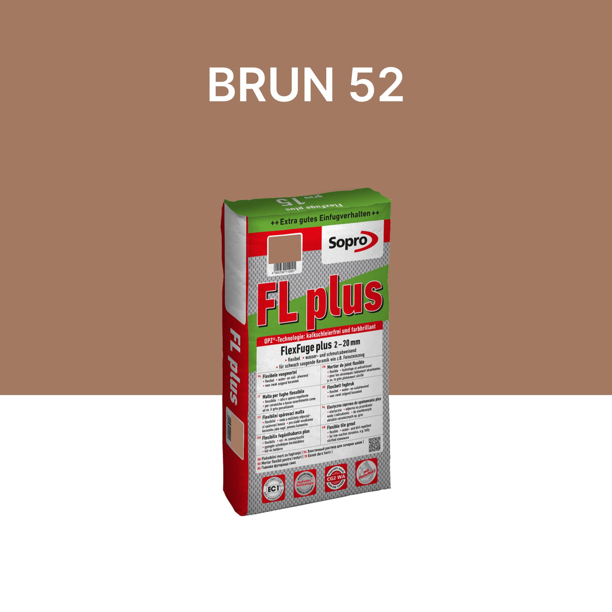 Joint carrelage intérieur et extérieur - 2 à 20 mm - Brun 52 - Sopro FL plus - 5 kg