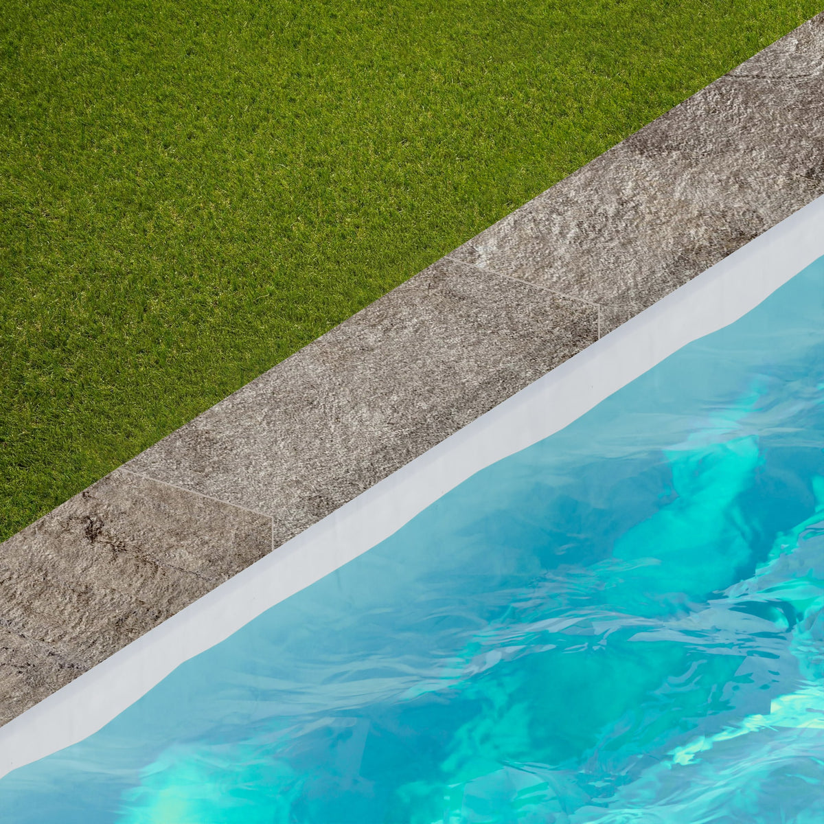 Margelle de piscine effet Pierre Quartzite Gris Roche 60x20x2 cm Bord Droit avec retombée Salvero