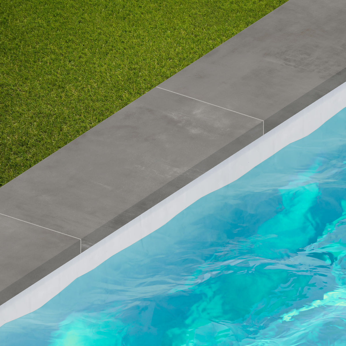 Margelle de piscine effet Béton Gris Ombre 80x33x2 cm Bord Droit avec retombée Gravino