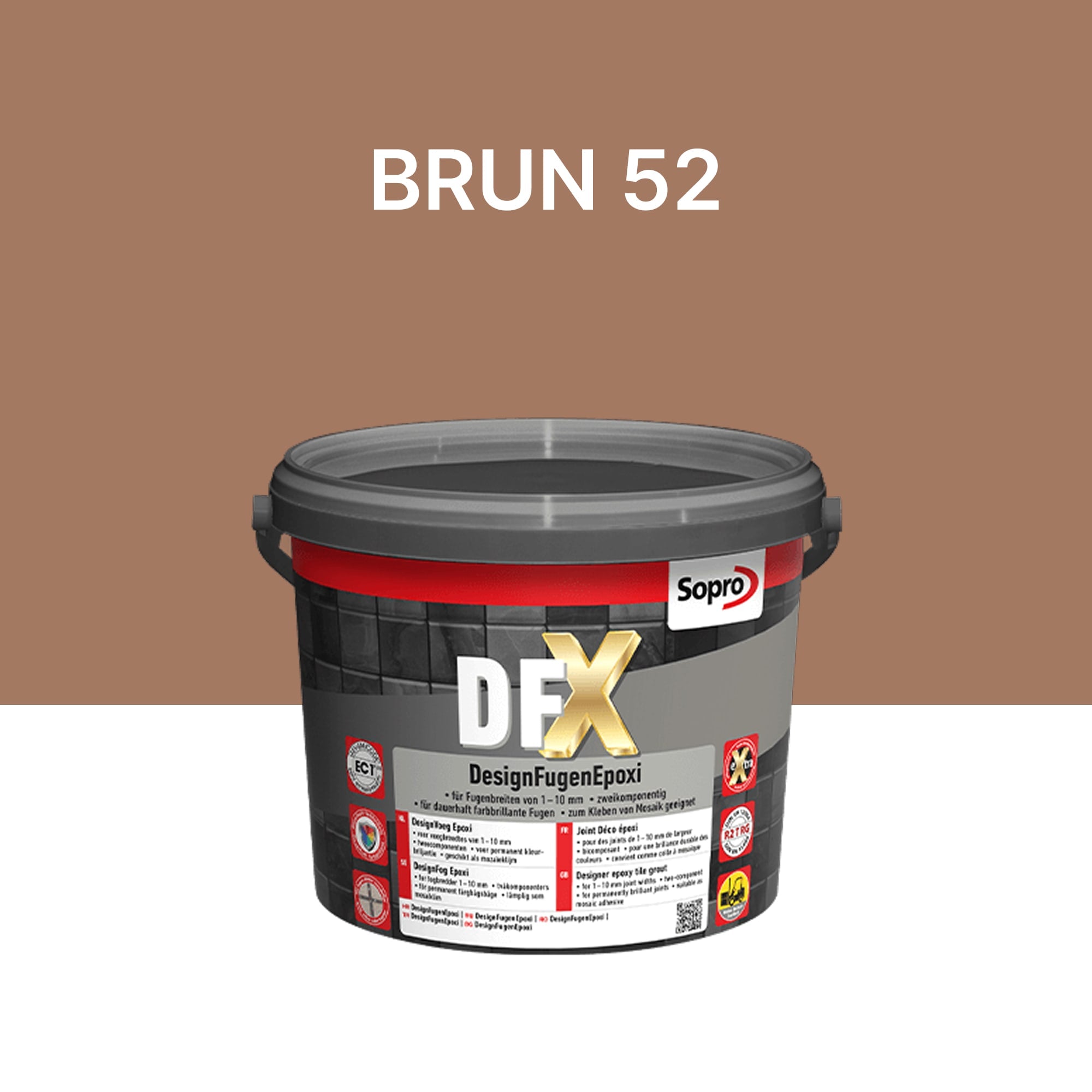 Joint / Colle époxy carrelage et piscine - Brun 52 - Sopro DFX - 3 kg