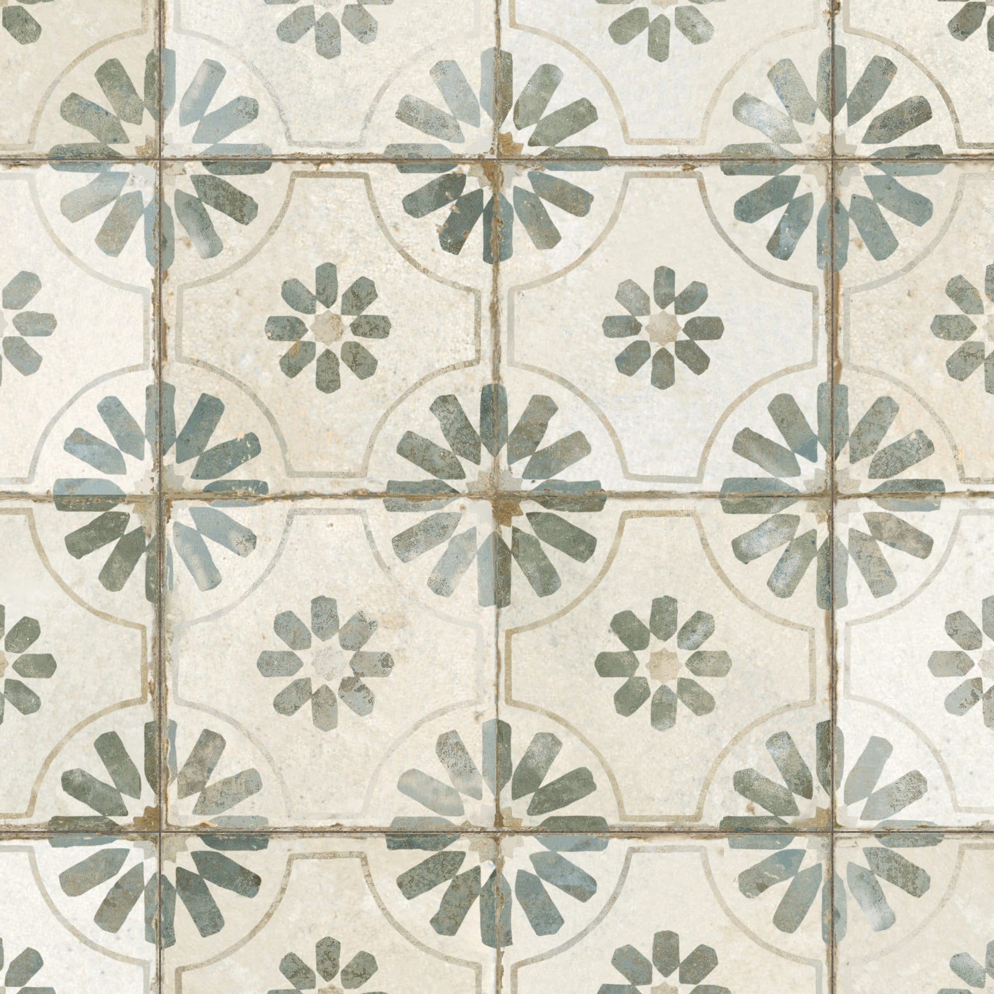 Carrelage Vintage effet Carreau ciment Vert 45x45x0,95 cm Selvara - Sol et mur intérieur